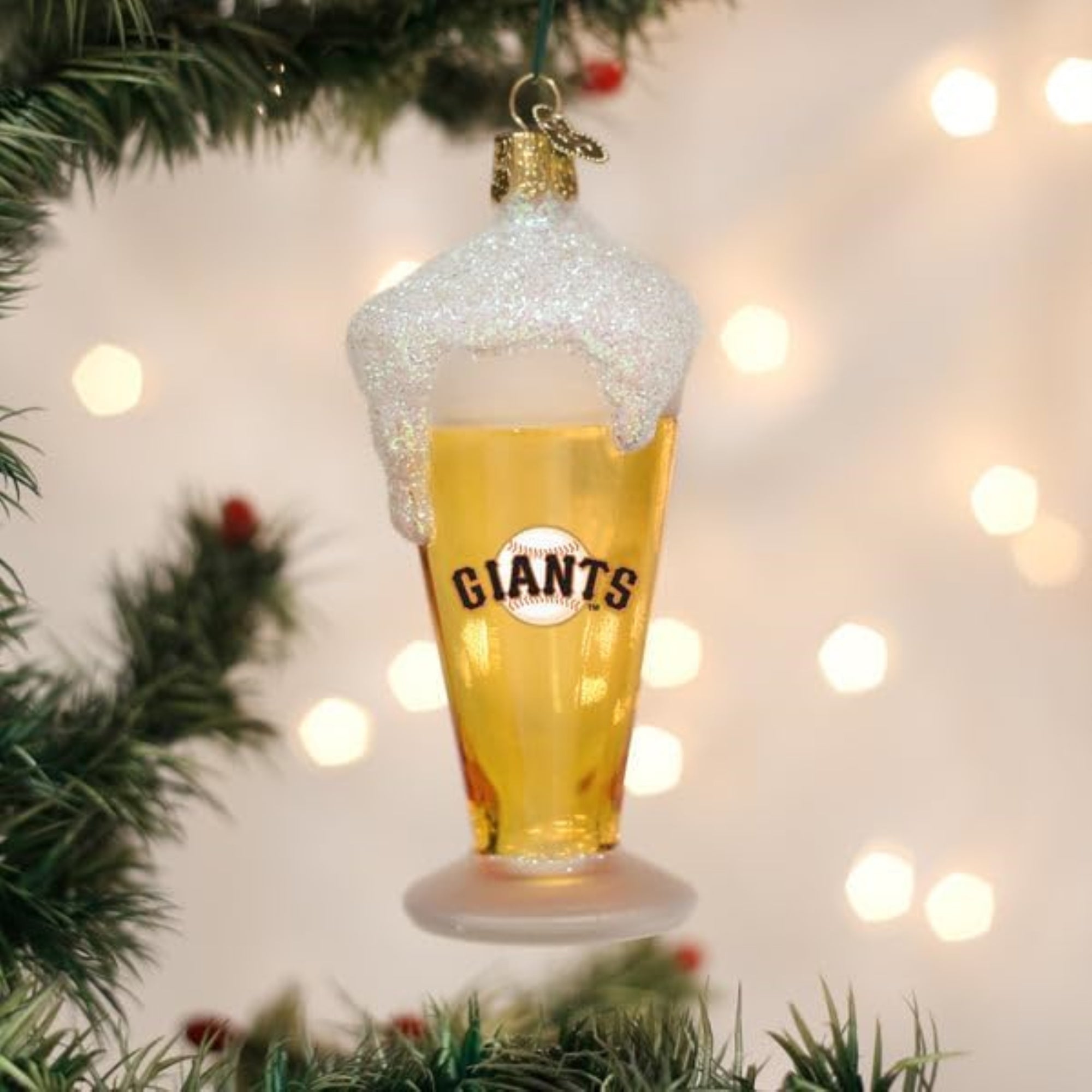 Old World Christmas Blown Glass Ornament for Christmas Tree, San Francisco Giants Beer Glass