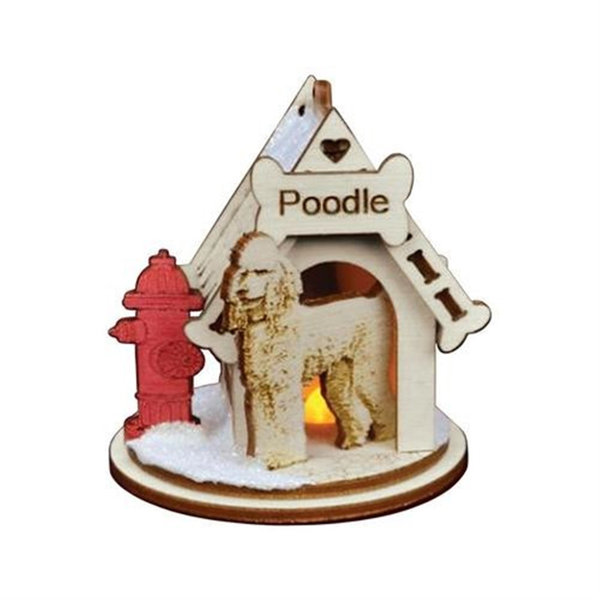 Old World Christmas Ginger Cottages Wooden Tea Light Display, Poodle Doghouse