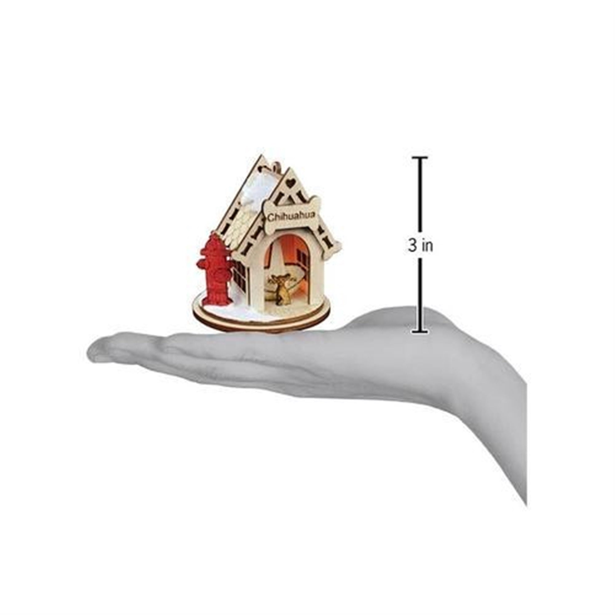 Old World Christmas K-9 Cottage Wooden Doghouse Ornament for Christmas Tree, Chihuahua