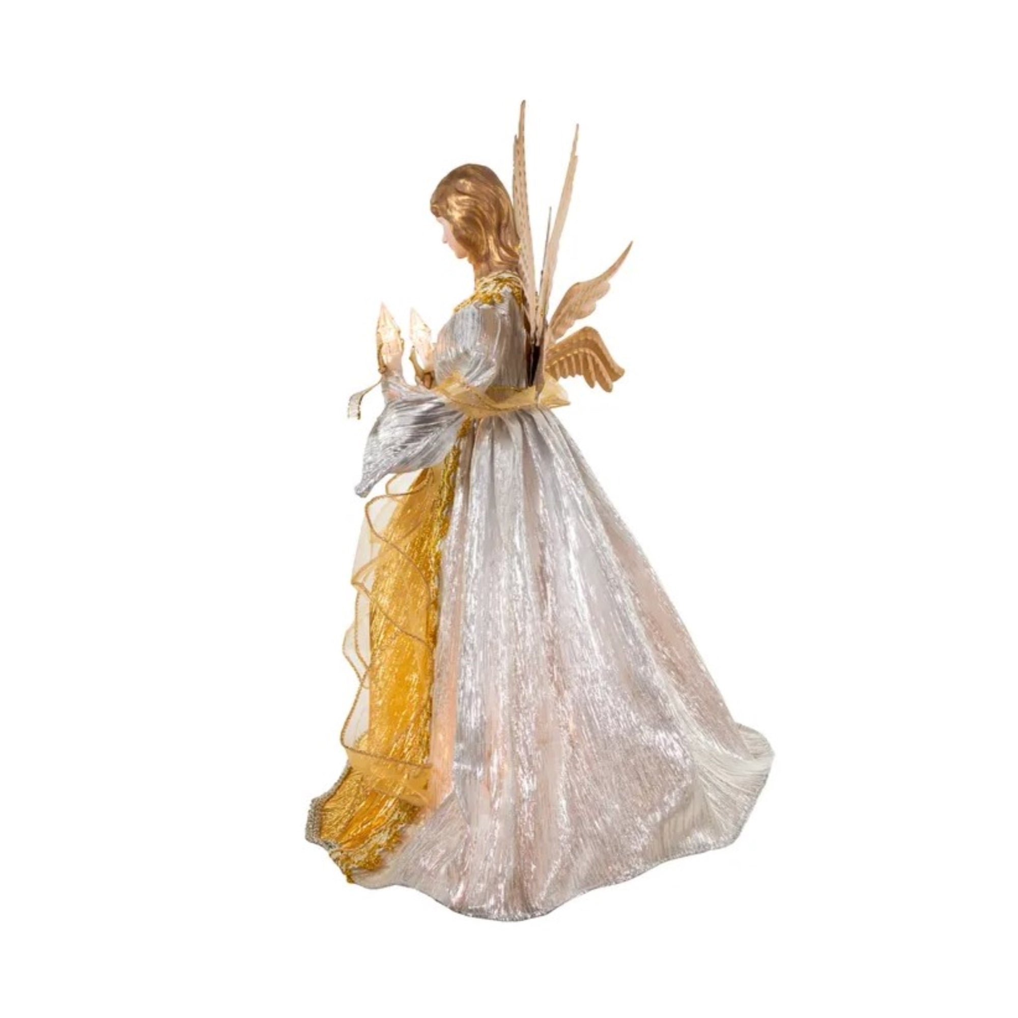 Kurt Adler UL 10-Light Silver and Gold Ombré Angel Treetop, 16in