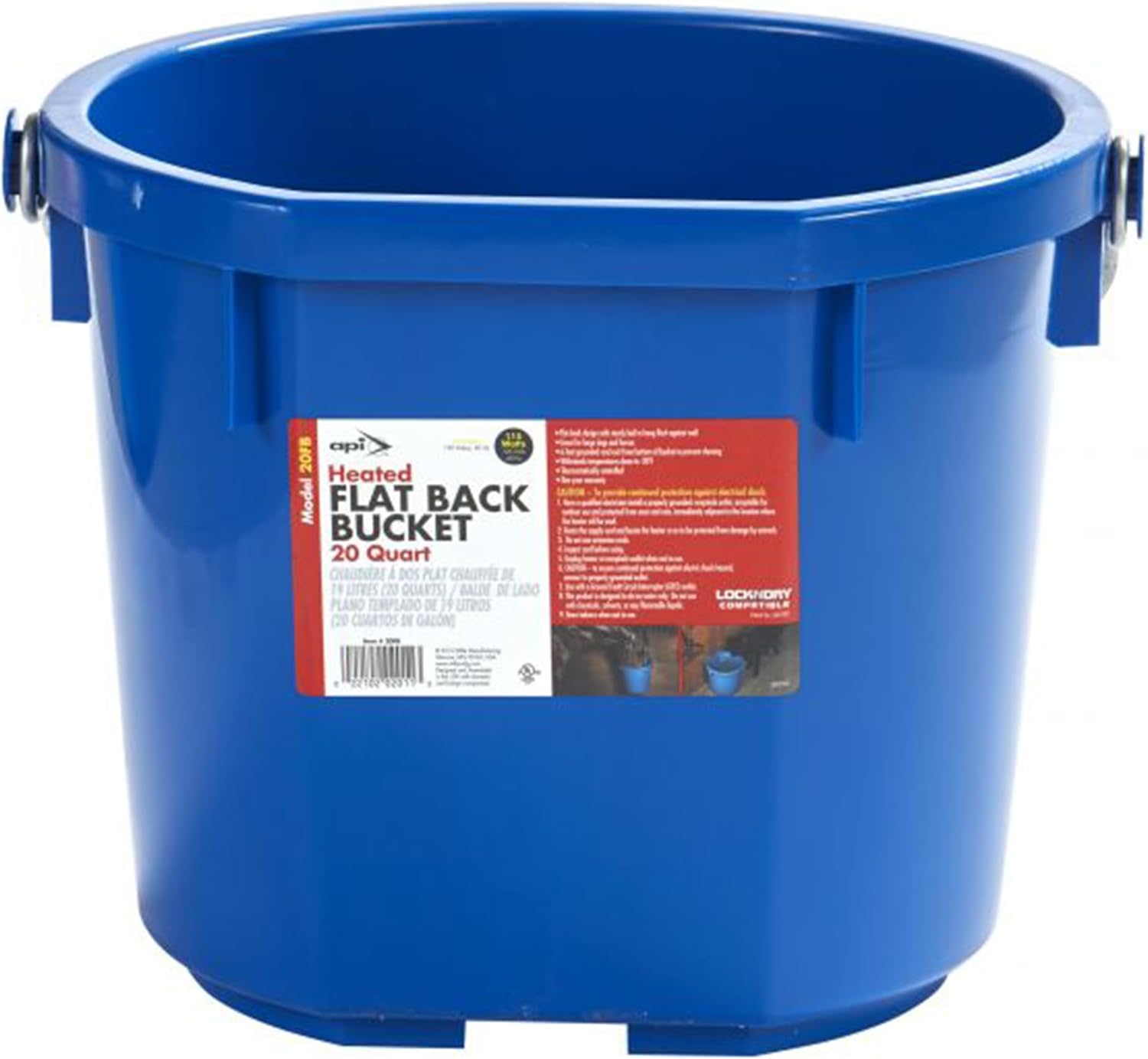 API Heated Bucket Heated Flat Back Bucket, 20 Quart, Blue