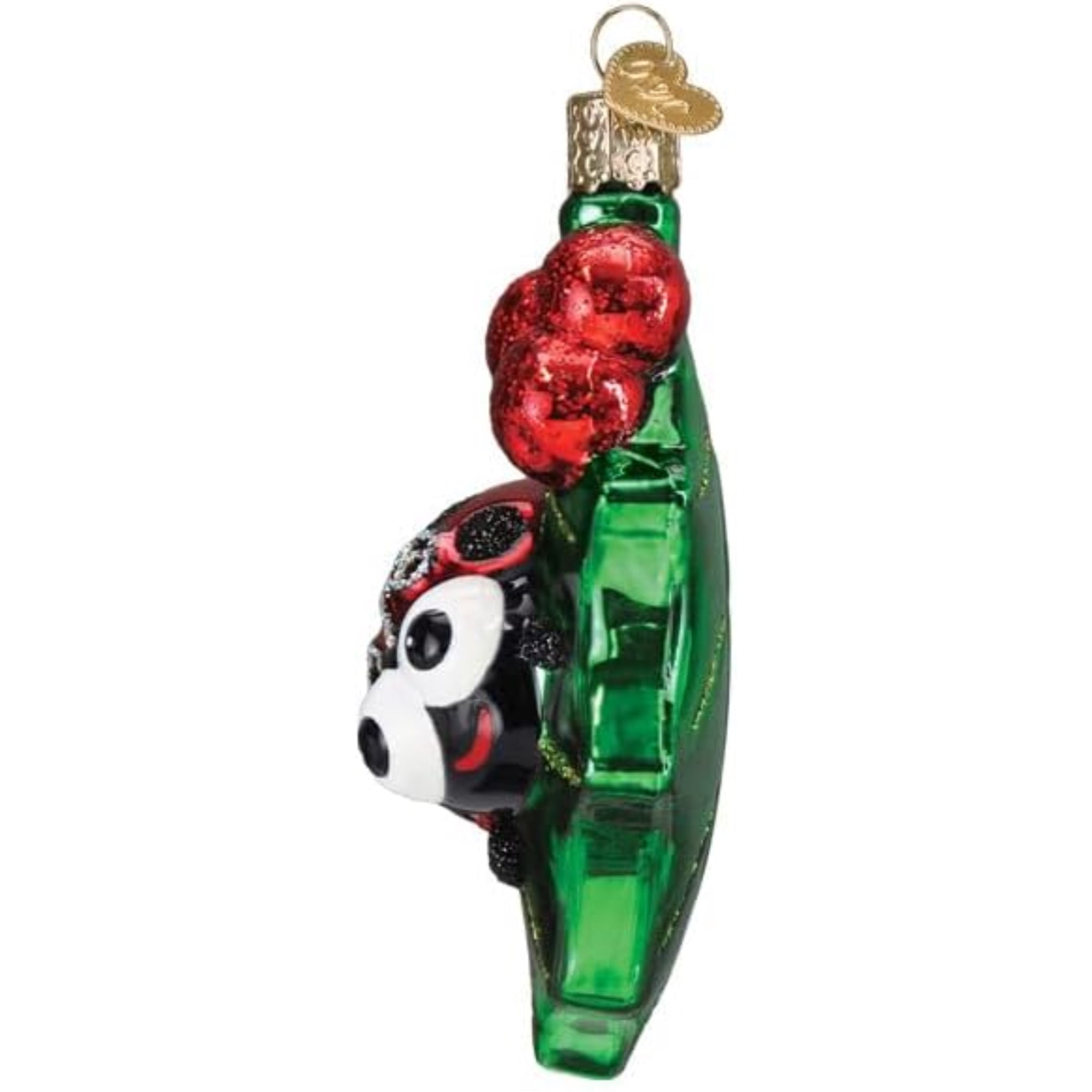 Old World Christmas Blown Glass Ornament for Christmas Tree, Holly Ladybug (with OWC Gift Box)