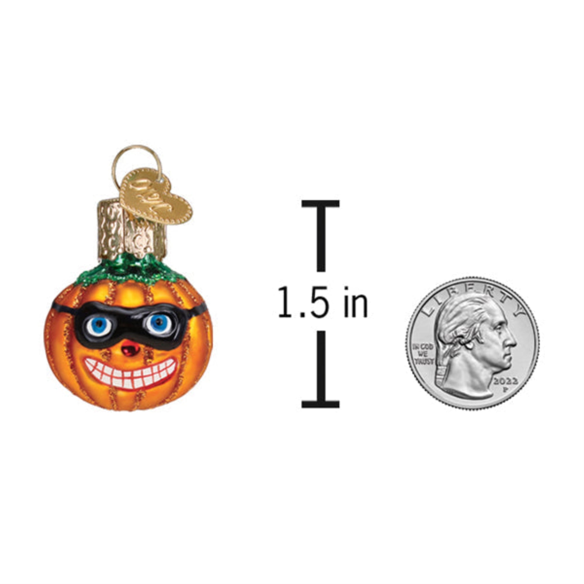 Old World Christmas Blown Glass Hanging Ornament for Halloween, Mini Masked Jack O'Lantern (with OWC Gift Box)