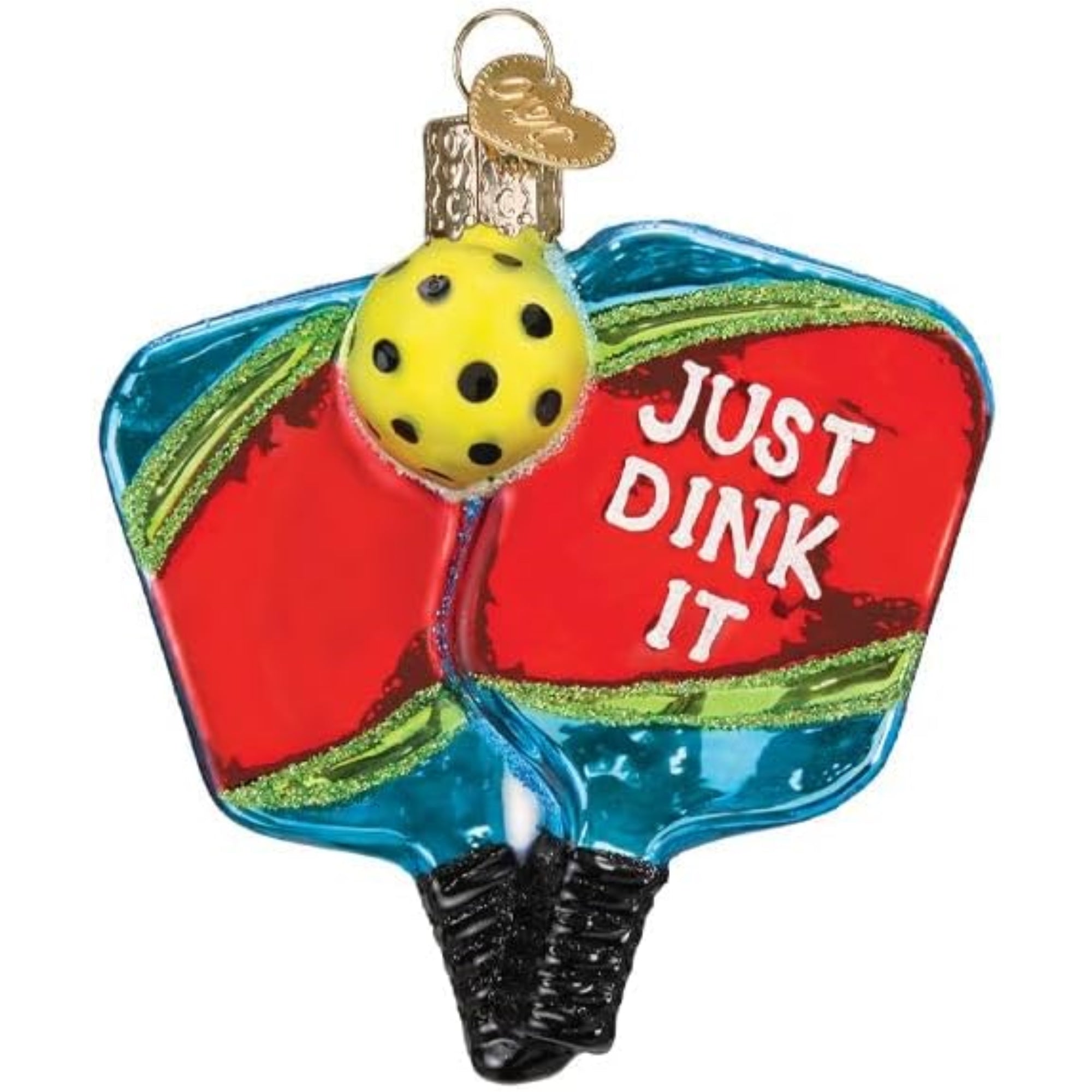 Old World Christmas Blown Glass Ornament for Christmas Tree, Pickleball Paddles (with OWC Gift Box)