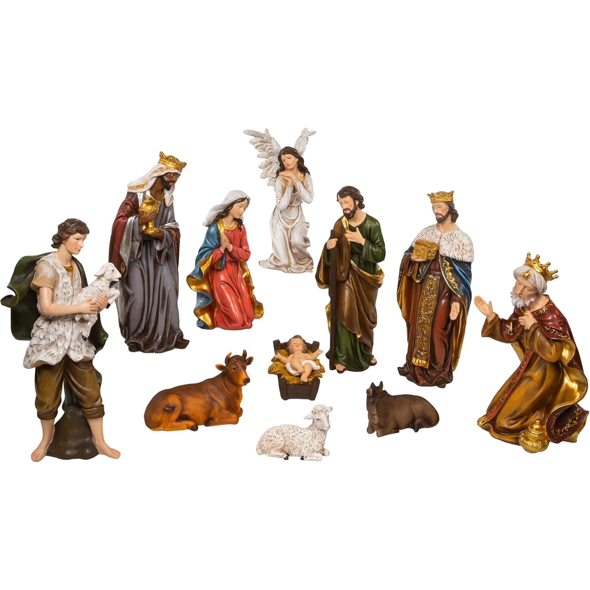 Kurt Adler Resin Nativity Figurine Table Pieces, 11-Piece Set