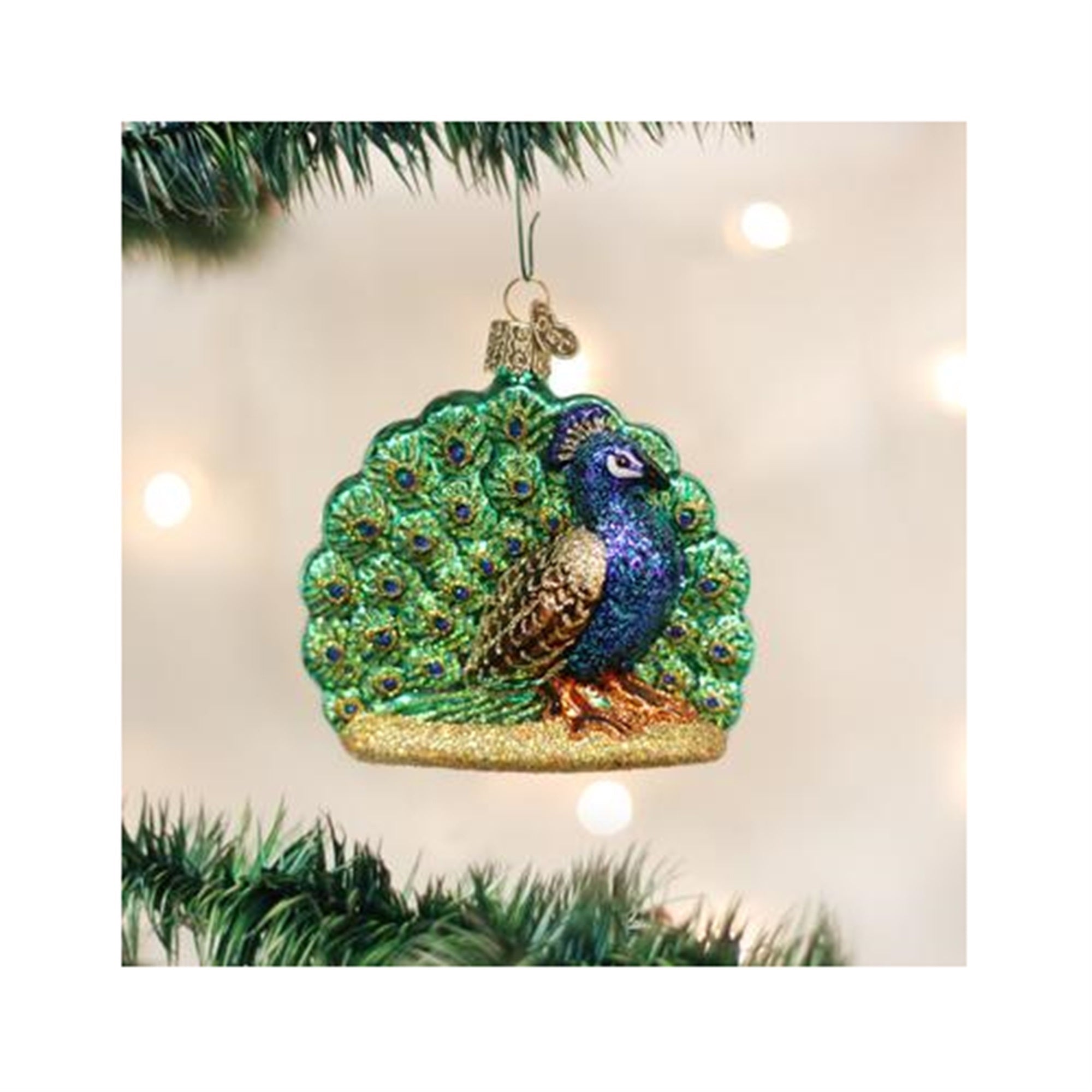 Old World Christmas Blown Glass Ornament for Christmas Tree, Proud Peacock