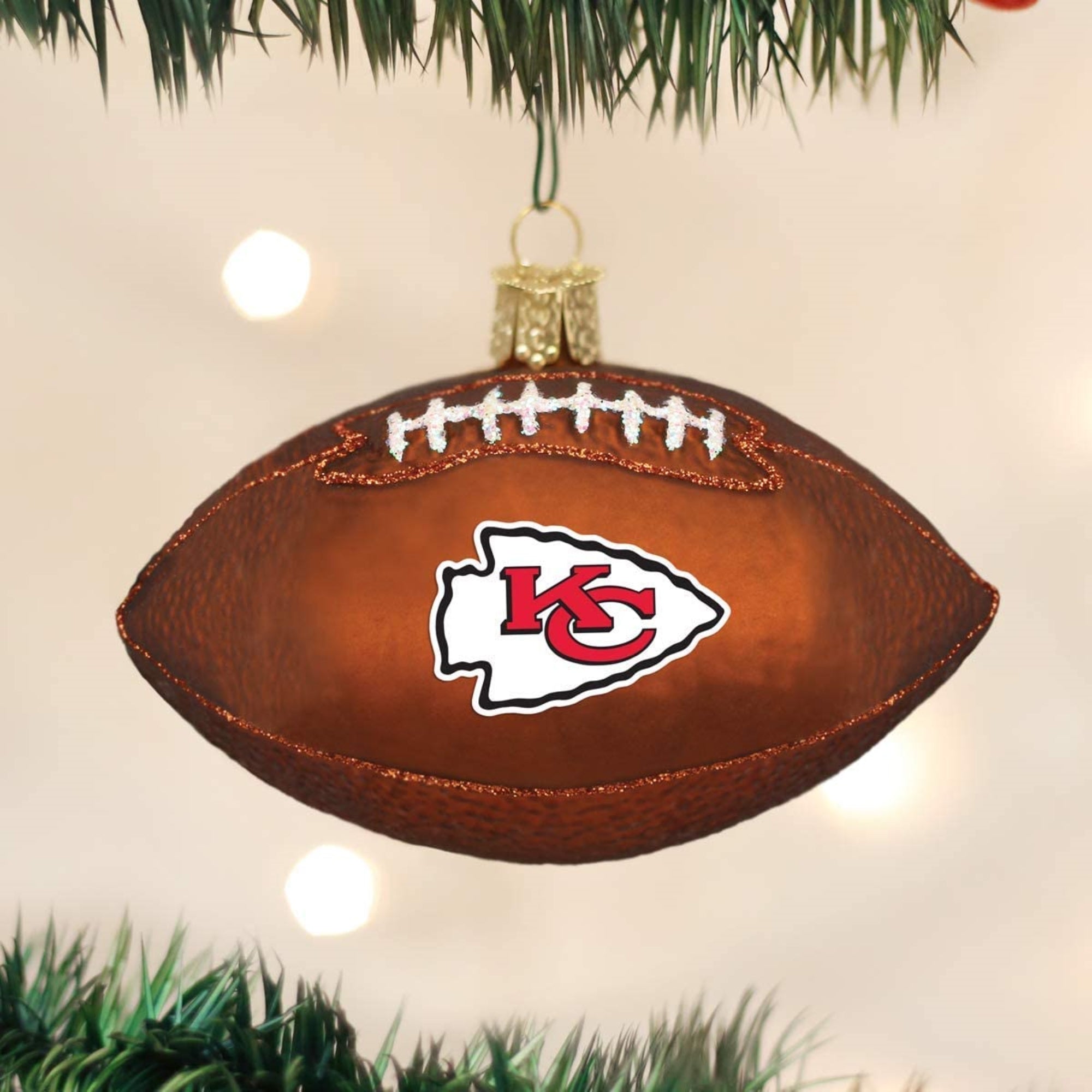 Old World Christmas Blown Glass Ornament for Christmas Tree, Kansas City Chiefs Football