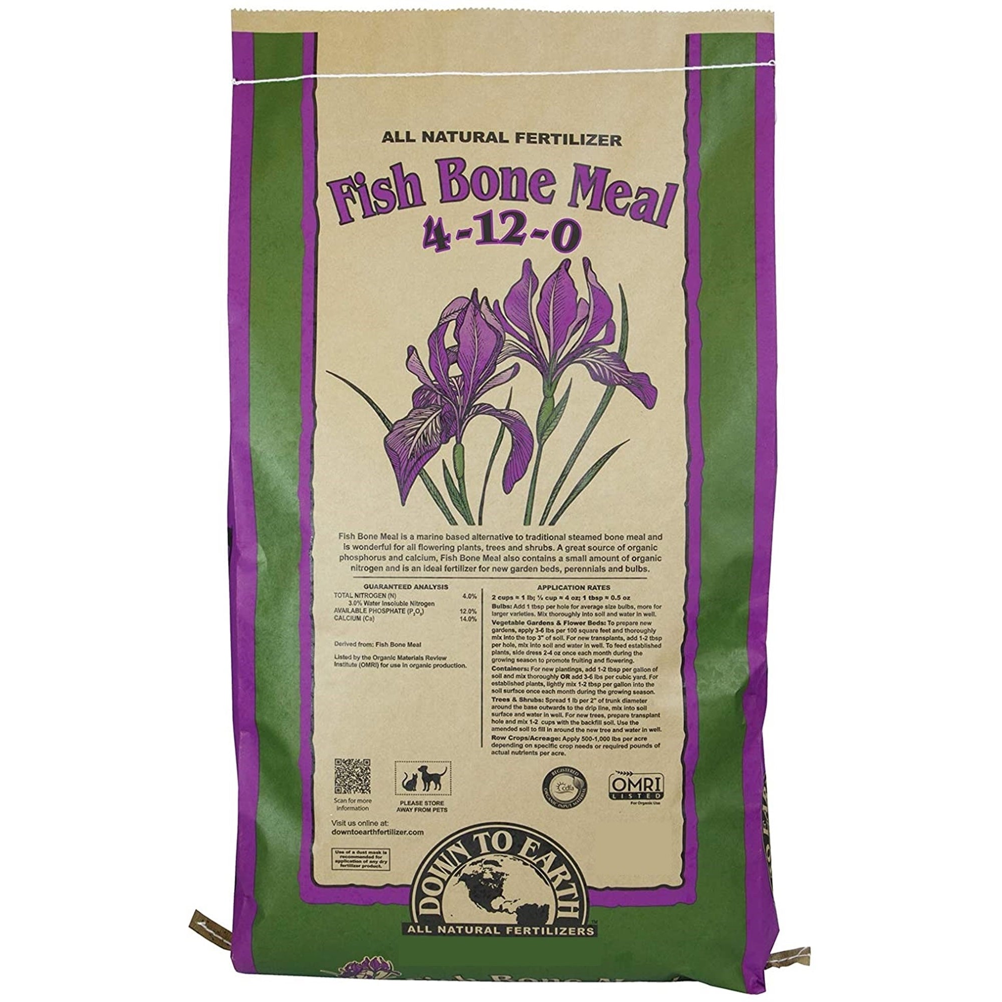 Down to Earth Organic Fish Bone Meal Fertilizer Mix 4-12-0