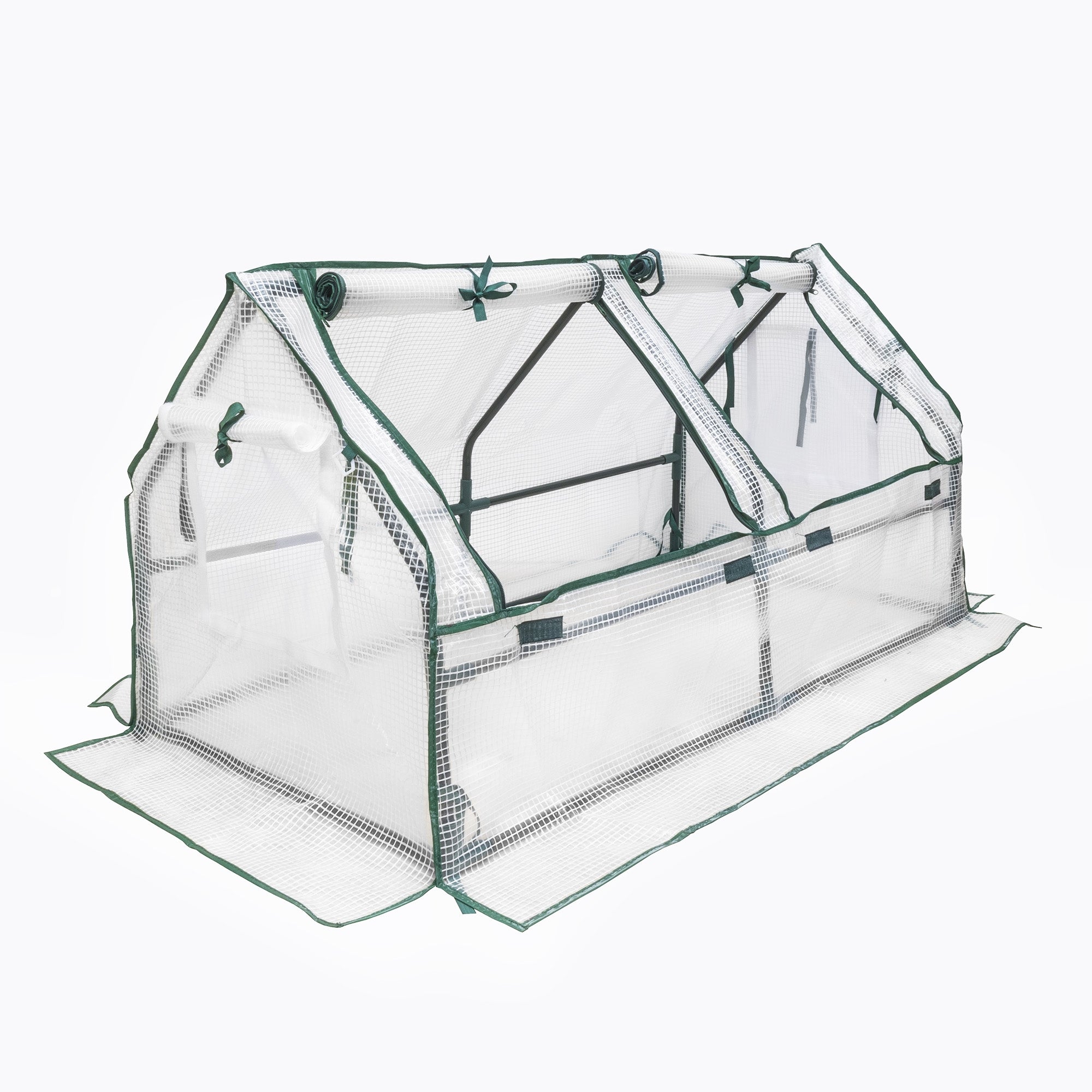 Garden Elements Indoor/Outdoor Metal Frame, Plastic Covered Angled Tunnel Greenhouse, White, Mini, 47”