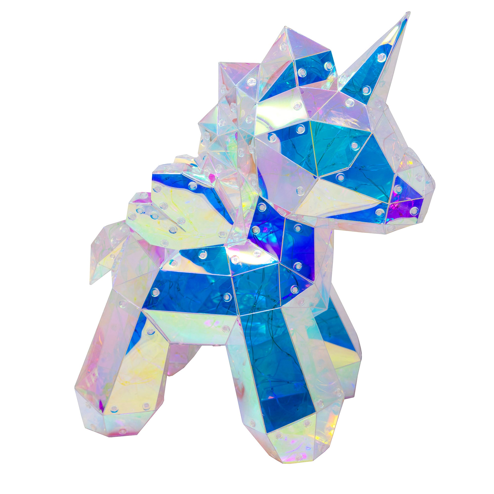 Kurt Adler Pre-Lit Cool White LED Magical Holographic Iridescent Unicorn, 13.78in