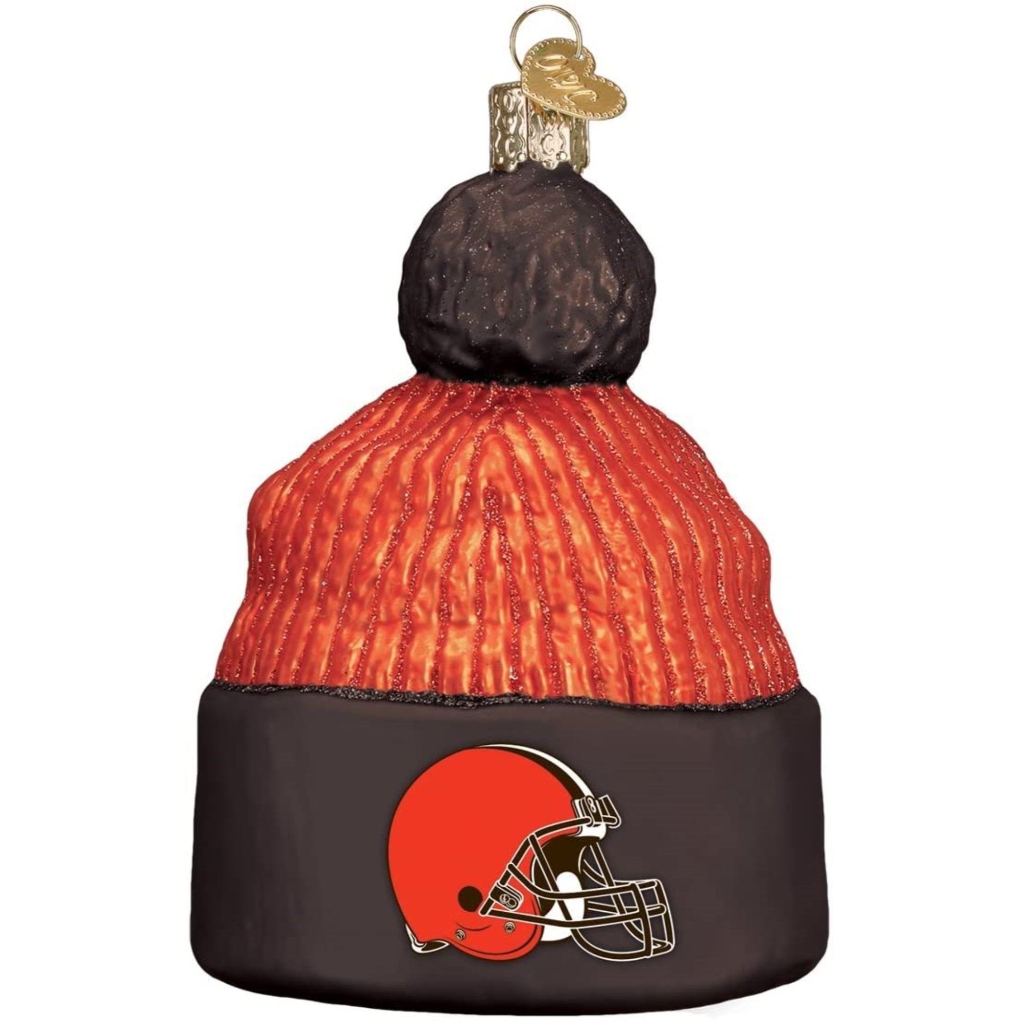 Old World Christmas Blown Glass Ornament for Christmas Tree, Cleveland Browns Beanie