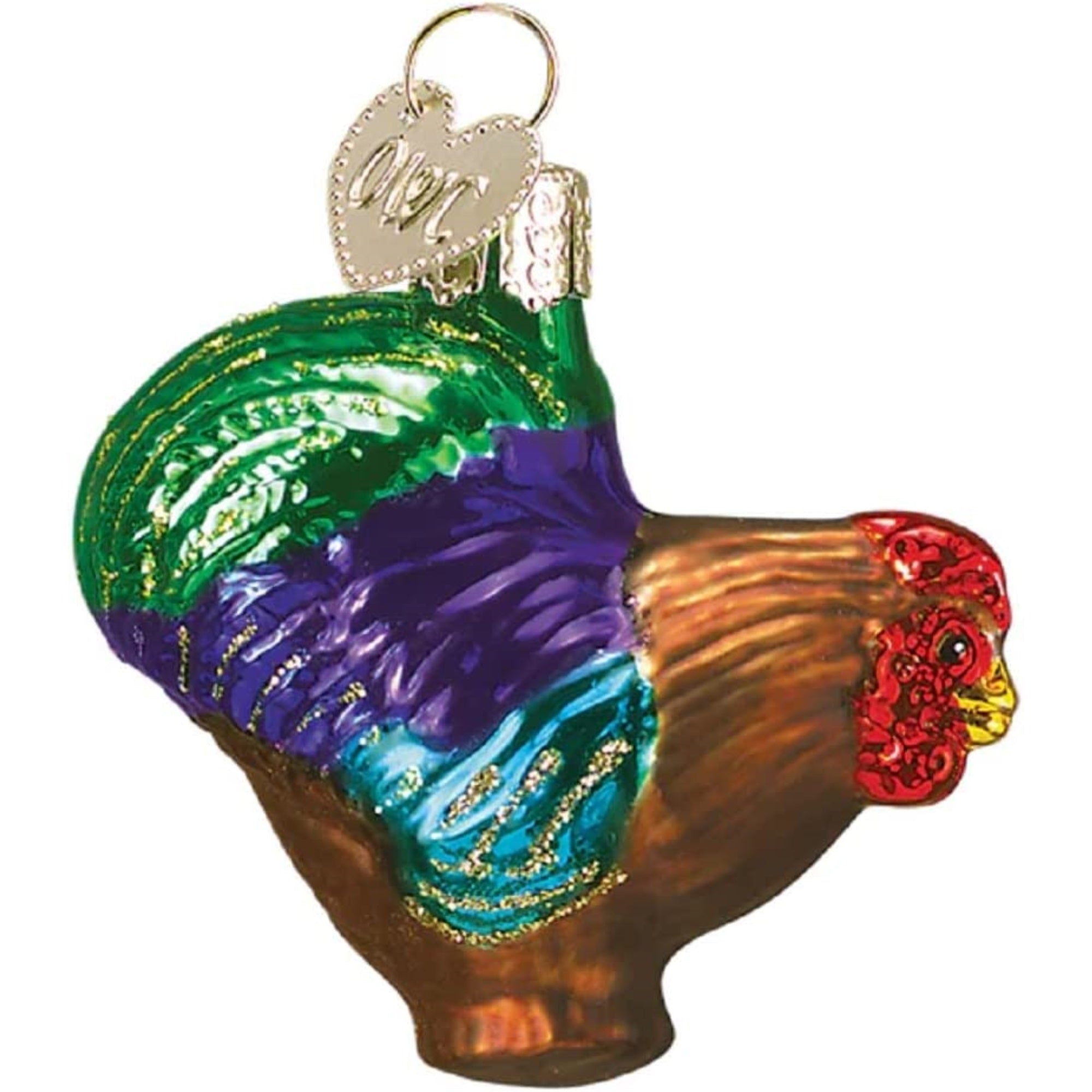 Old World Christmas Blown Glass Ornament for Christmas Tree, Small Rooster