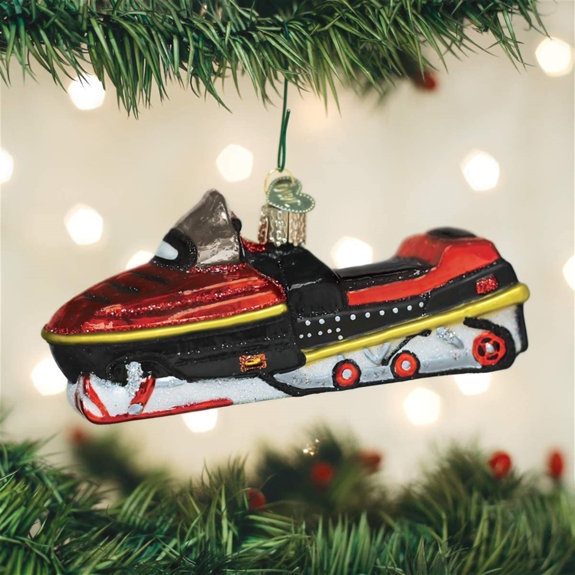 Old World Christmas Blown Glass Ornament for Christmas Tree, Snowmobile