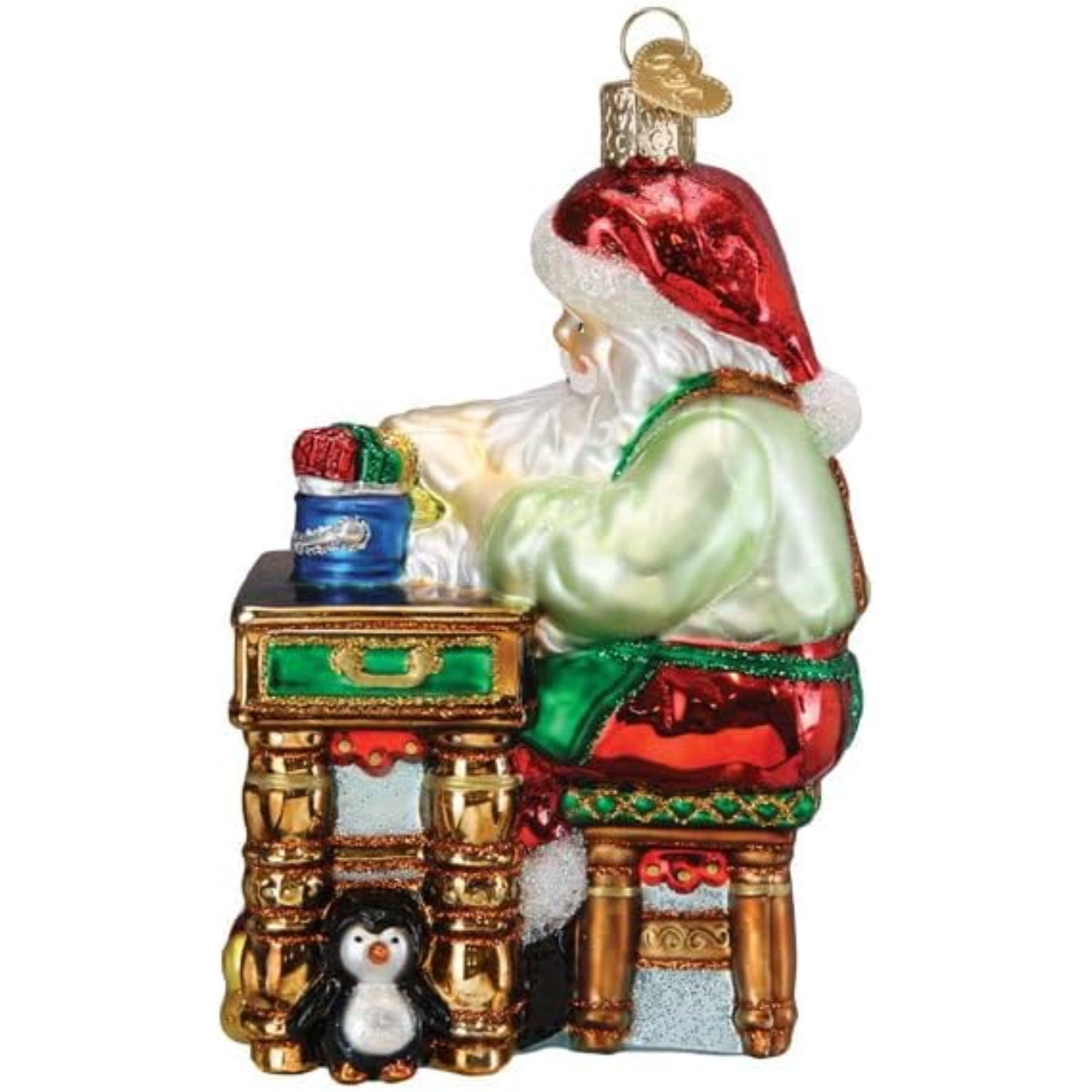 Old World Christmas Blown Glass Ornament for Christmas Tree, Workshop Santa (with OWC Gift Box)