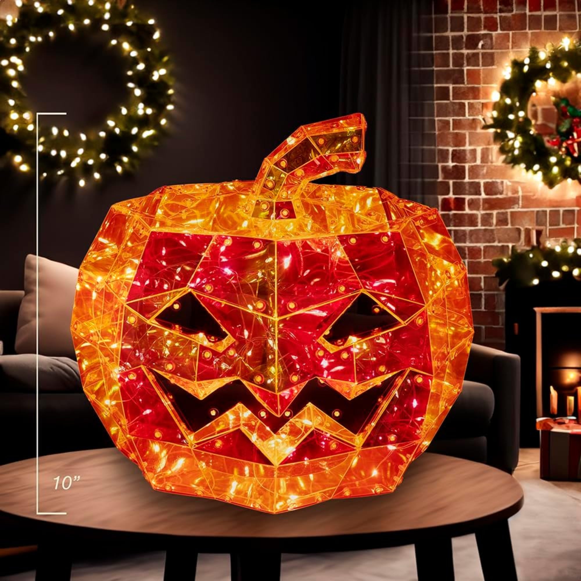 Kurt Adler Pre-Lit Iridescent Jack-O-Lantern, 10in