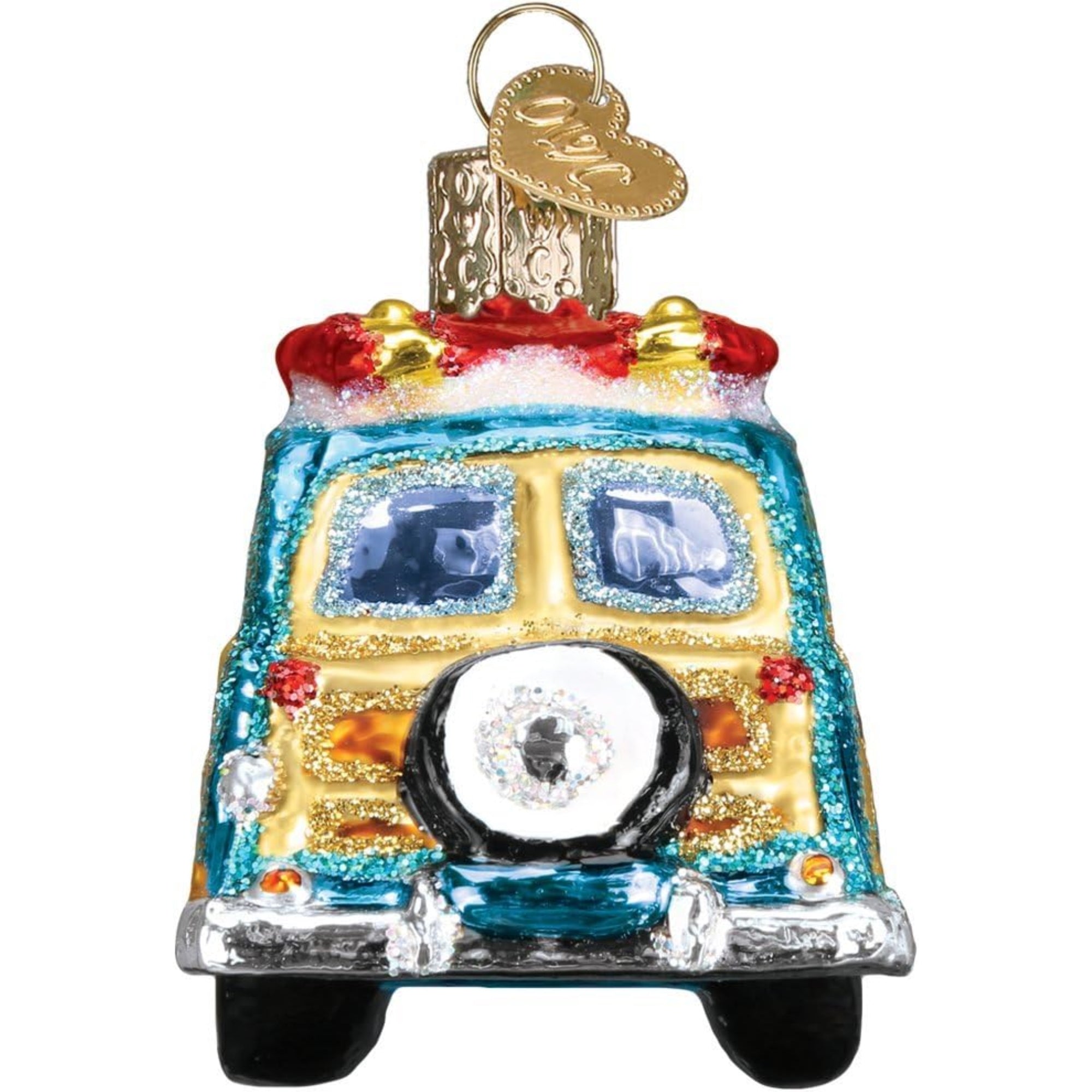 Old World Christmas Blown Glass Ornament for Christmas Tree, Surf's up Wagon