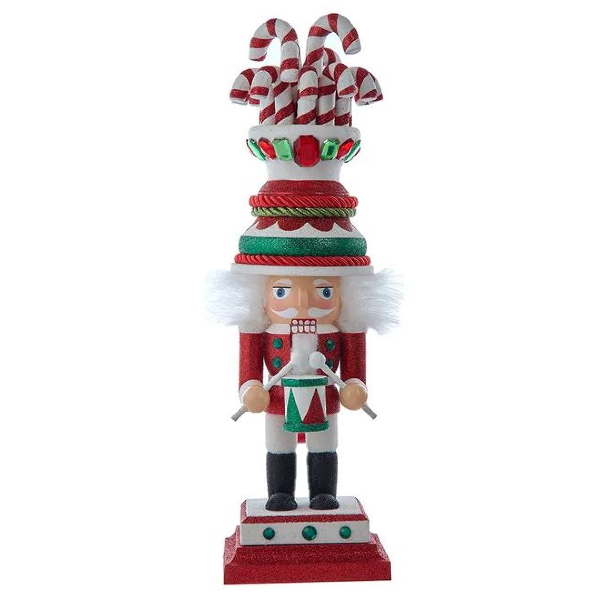 Kurt Adler Wooden Hollywood Nutcracker Collection, Candy Cane Hat Soldier, 16in