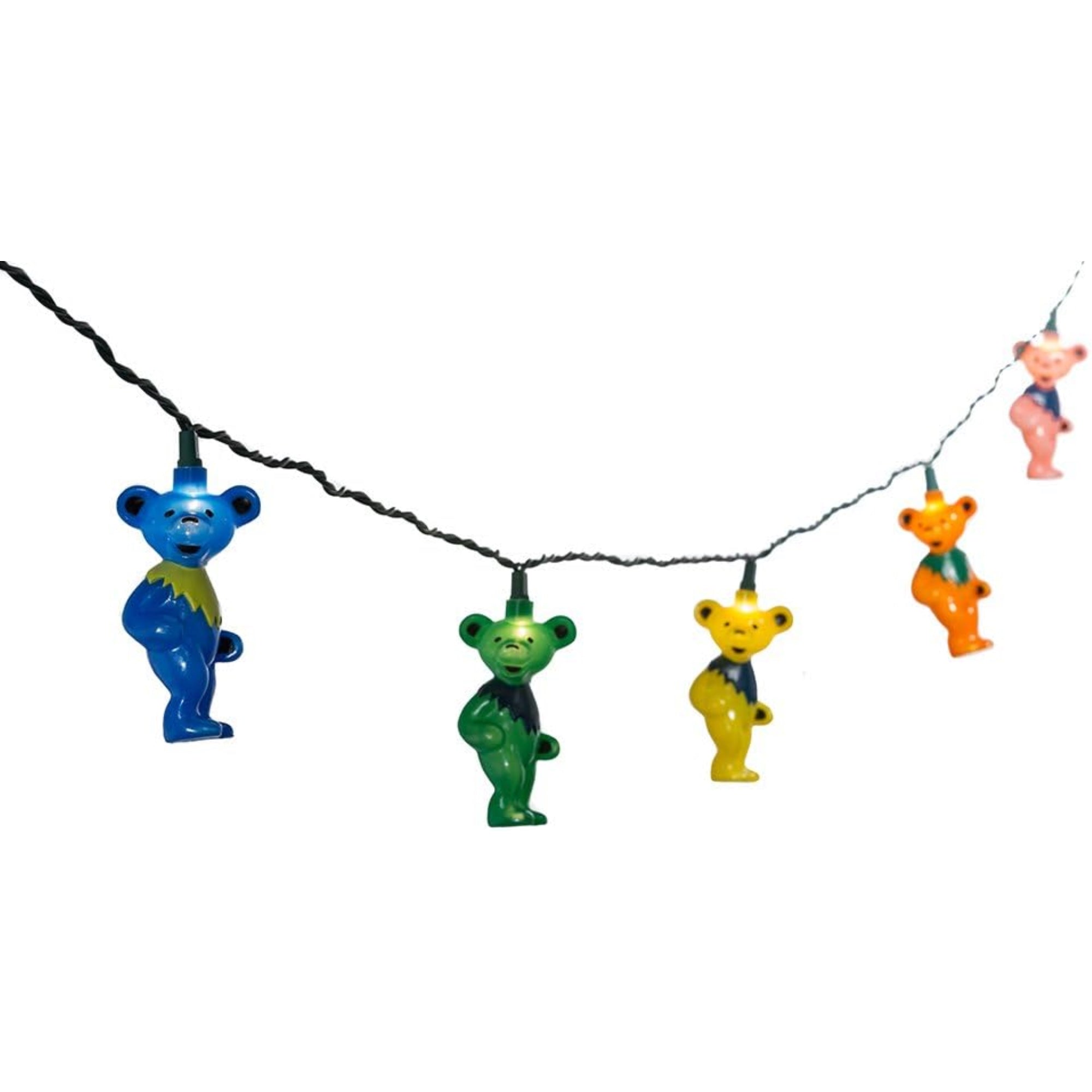 Kurt Adler Indoor/Outdoor Novelty String 10-Light Set, Grateful Dead Bears, Multicolor, 11.5'