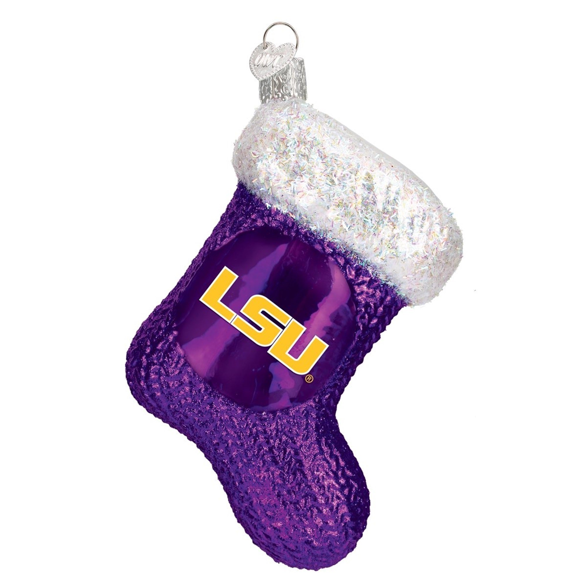 Old World Christmas Blown Glass Ornament for Christmas Tree, LSU Stocking