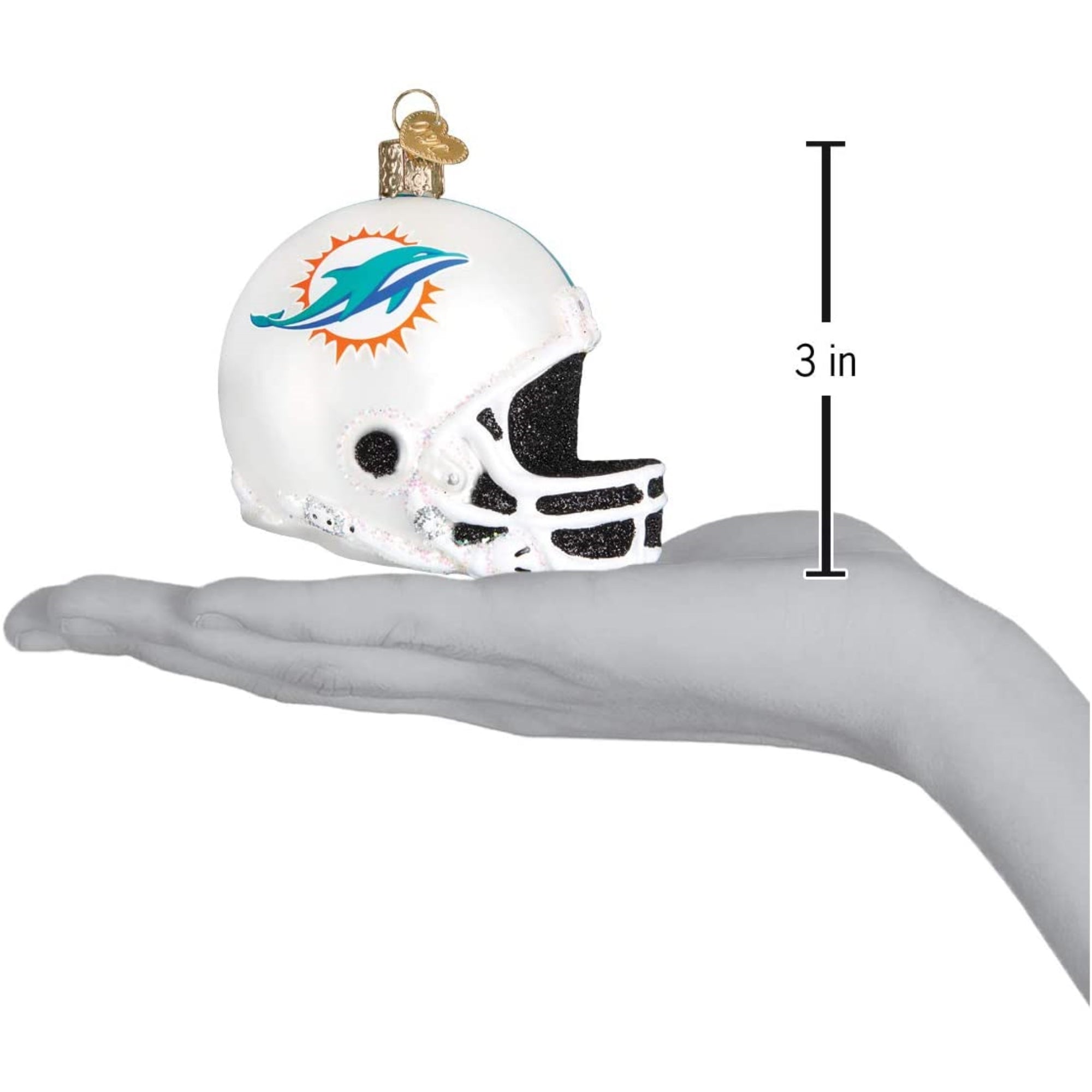 Old World Christmas Blown Glass Ornament for Christmas Tree, Miami Dolphins Helmet