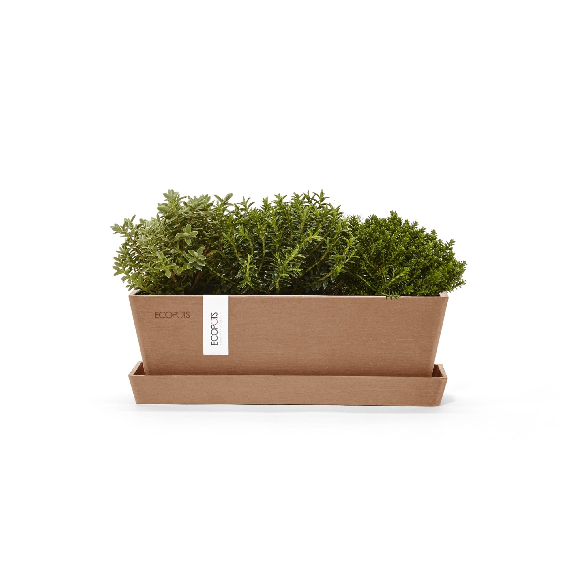 Ecopots Bruges Mini Durable Modern Rectangular Indoor/Outdoor Recycled-Based Composite Flower Pot Planter with Saucer