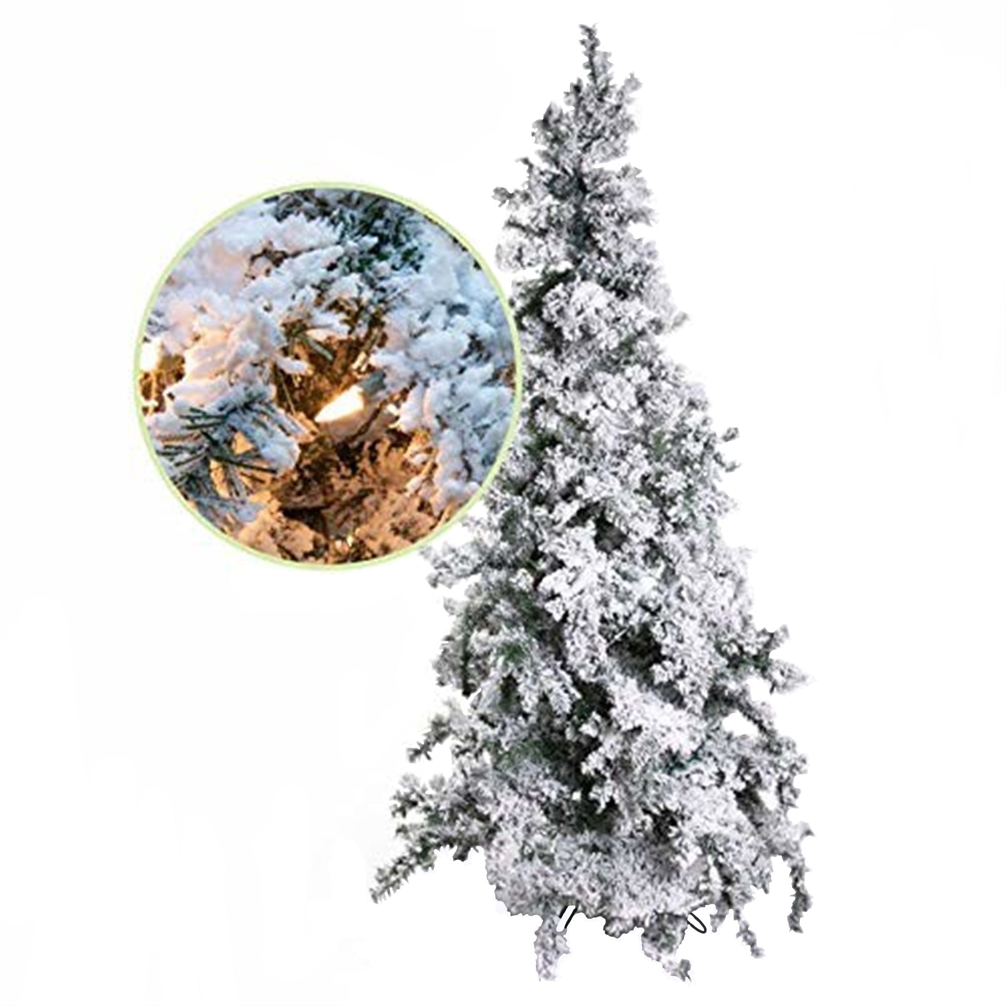 Garden Elements Pre-Lit Artificial White Flocked Steamboat Pine Christmas Tree, 1216 Tips, 700 Clear Lights, 7.5 ft