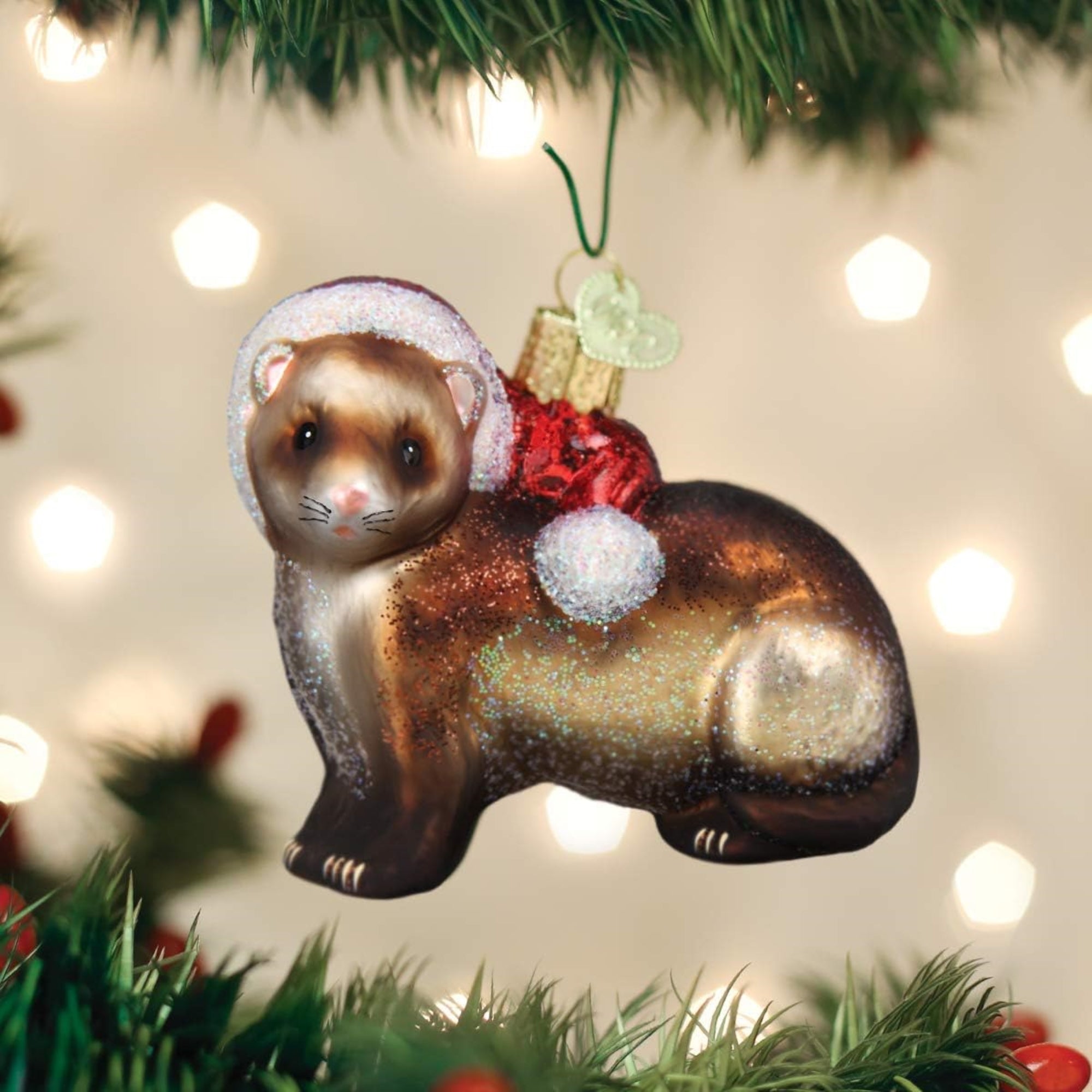 Old World Christmas Blown Glass Ornament for Christmas Tree, Christmas Ferret