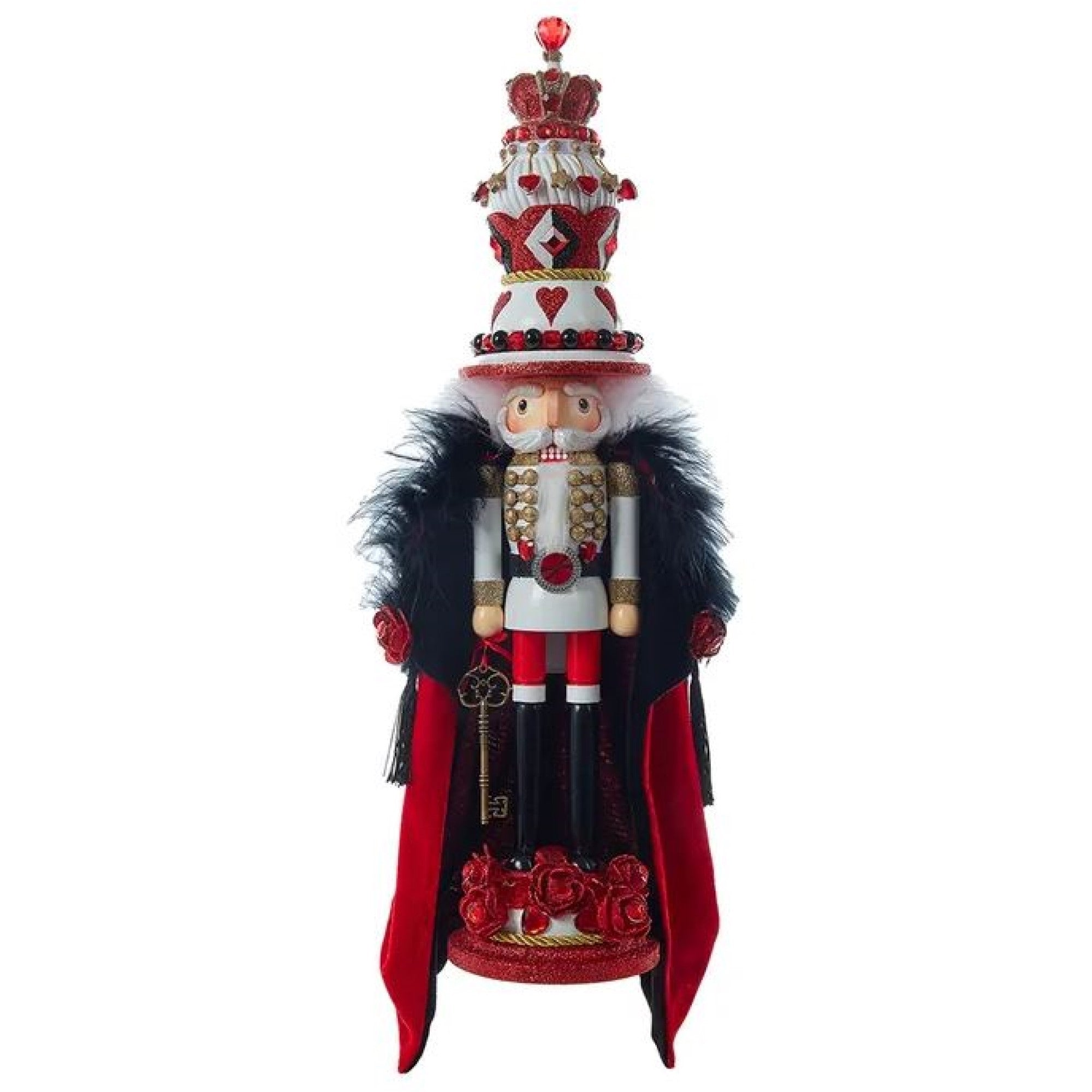 Kurt Adler Wooden Hollywood Nutcracker Collection, King Of Hearts with Cape, 19in