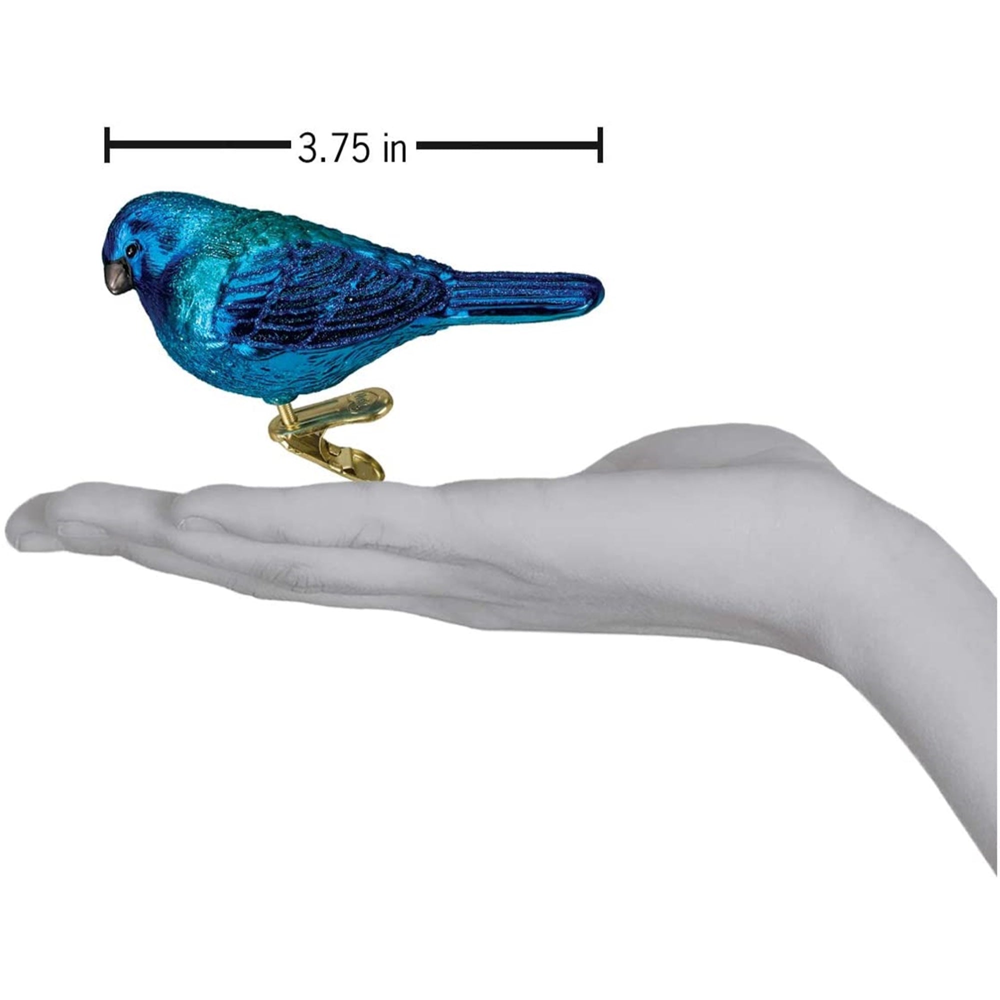 Old World Christmas Blown Glass Clip-On Ornament for Christmas Tree, Indigo Bunting