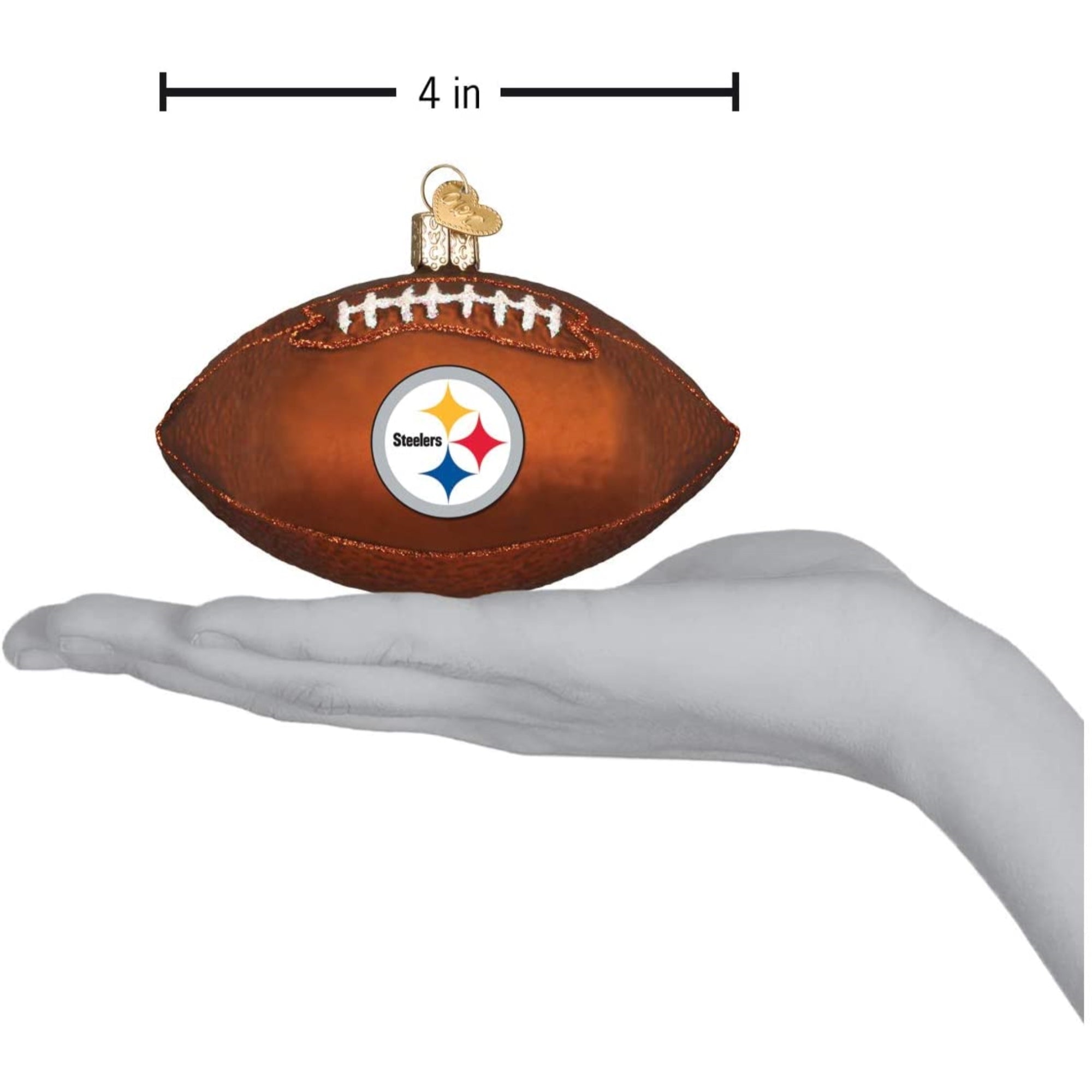 Old World Christmas Blown Glass Ornament for Christmas Tree, Pittsburgh Steelers Football