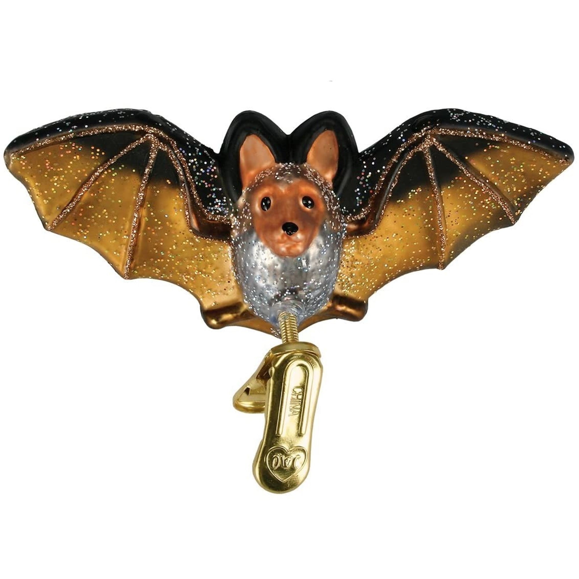 Old World Christmas Halloween Decorations Glass Blown Clip-on Bat Christmas Tree Ornament