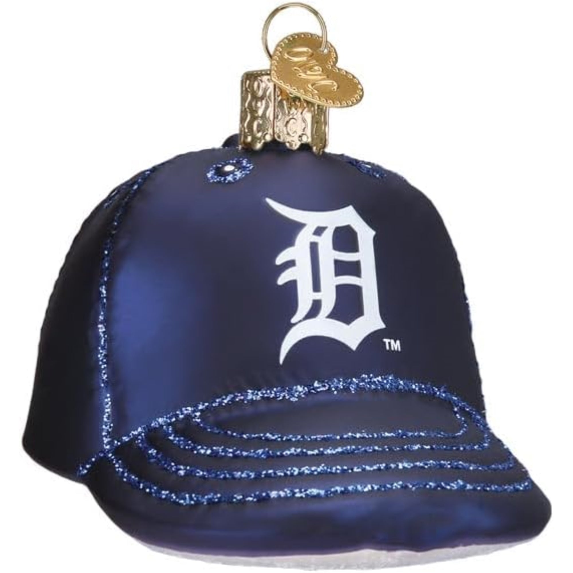 Old World Christmas Blown Glass Ornament for Christmas Tree, Detroit Tigers Baseball Cap (with OWC Gift Box)