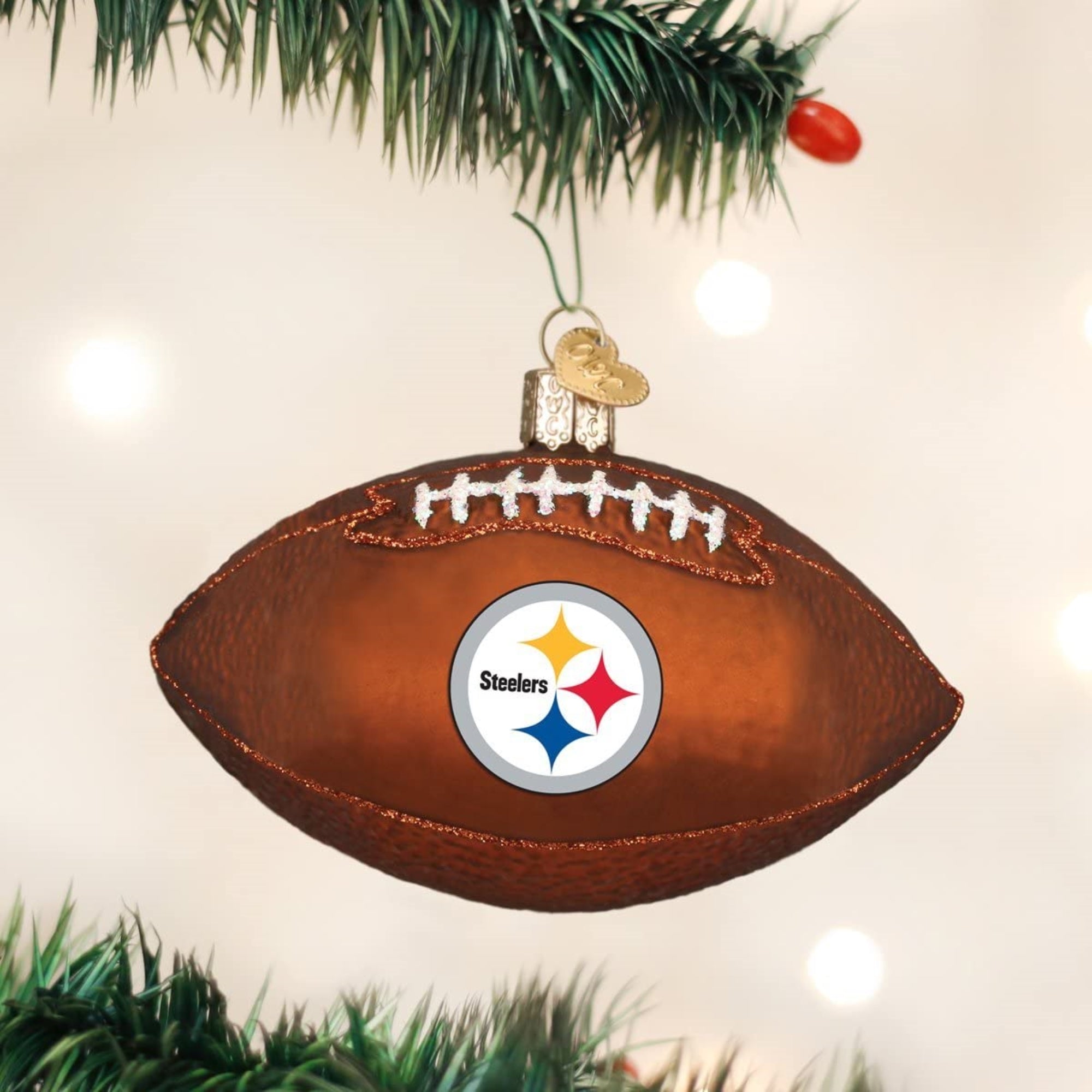 Old World Christmas Blown Glass Ornament for Christmas Tree, Pittsburgh Steelers Football