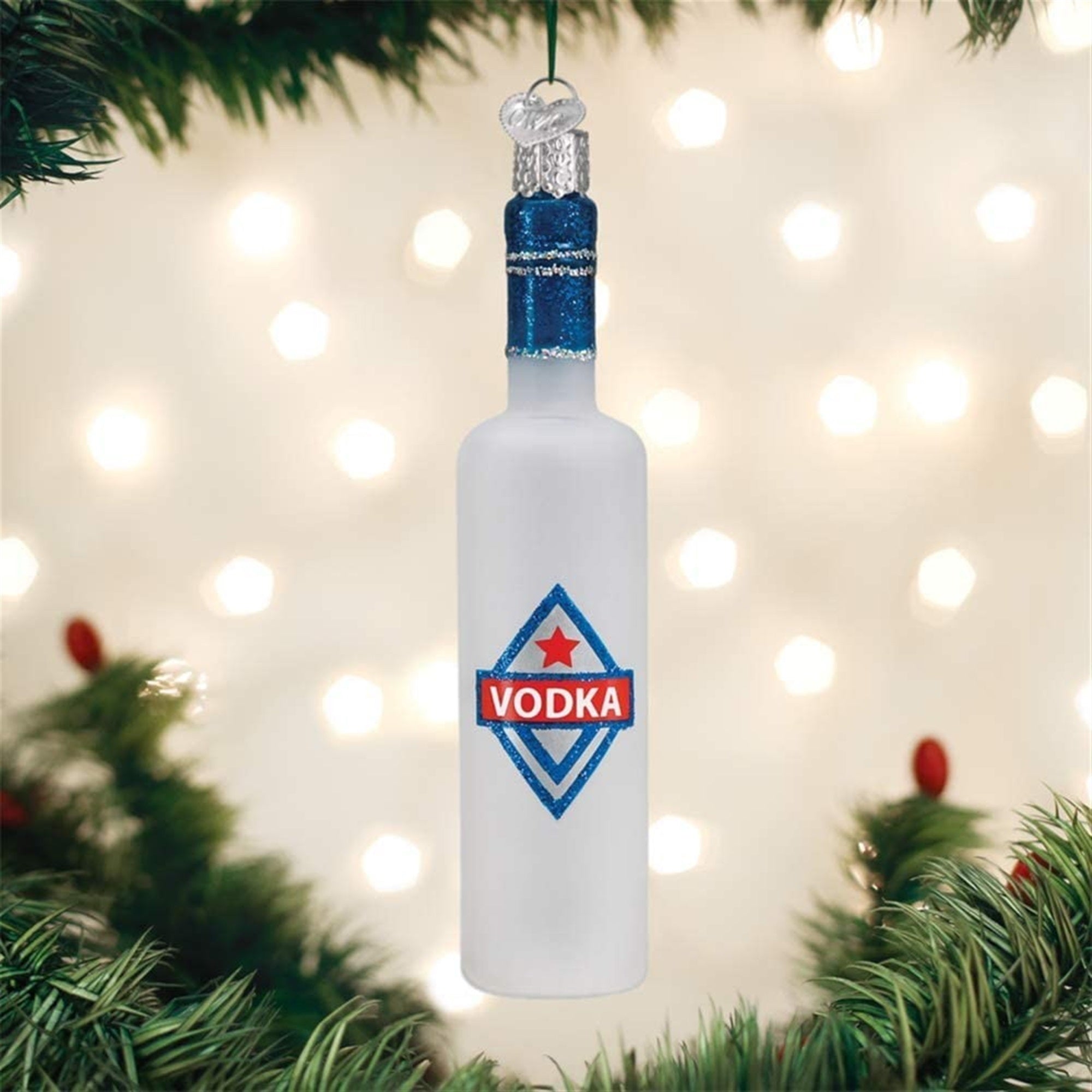 Old World Christmas Blown Glass Ornament for Christmas Tree, Vodka Bottle