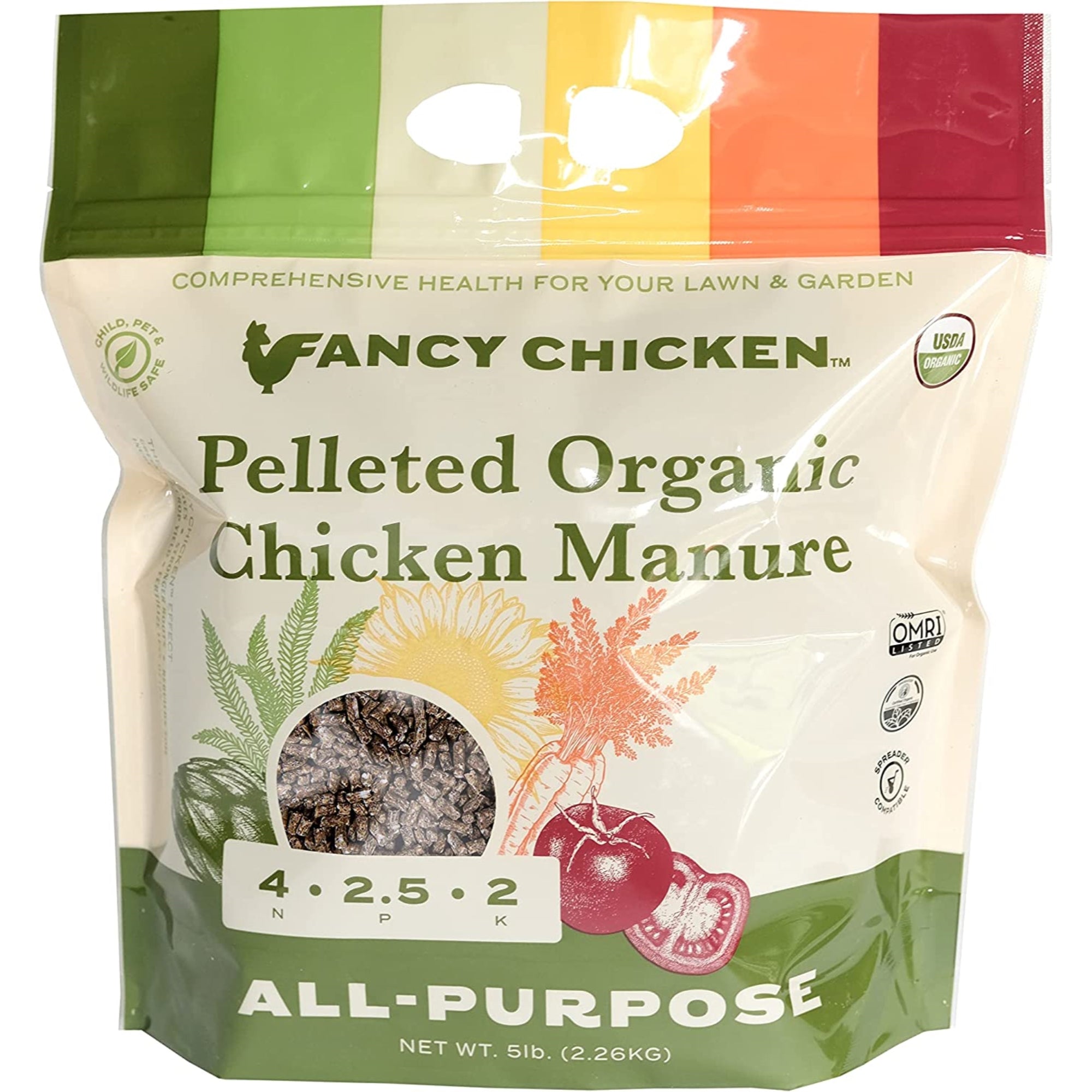 Fancy Chicken 5-4-4 Premium Pelleted Organic All-Natural Chicken Manure Fertilizer Plant Food, OMRI Listed, USDA Organic