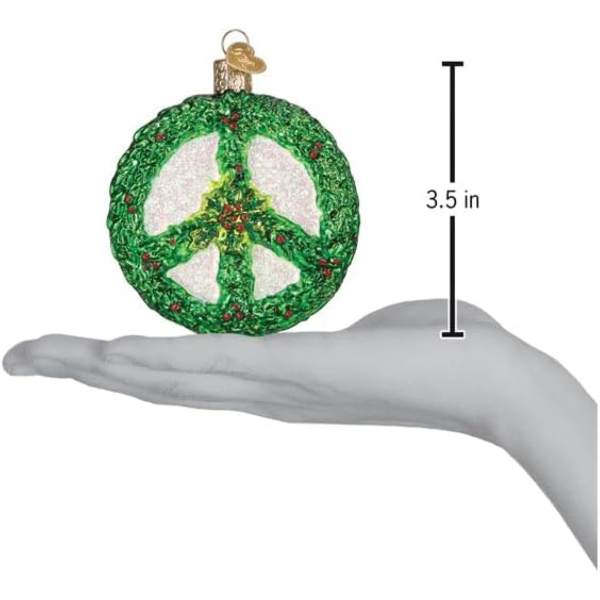 Old World Christmas Blown Glass Ornament for Christmas Tree, Holly Peace Symbol (with OWC Gift Box)