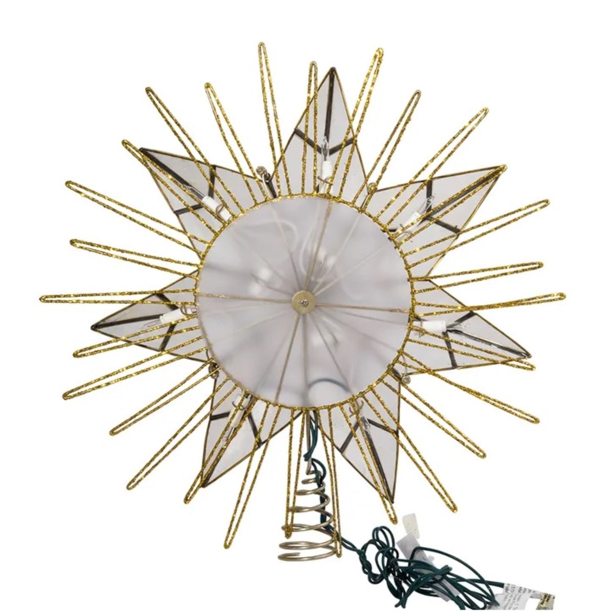 Kurt Adler 10-Light LED Capiz Natural Star Tree Topper, 7-Point, 14”