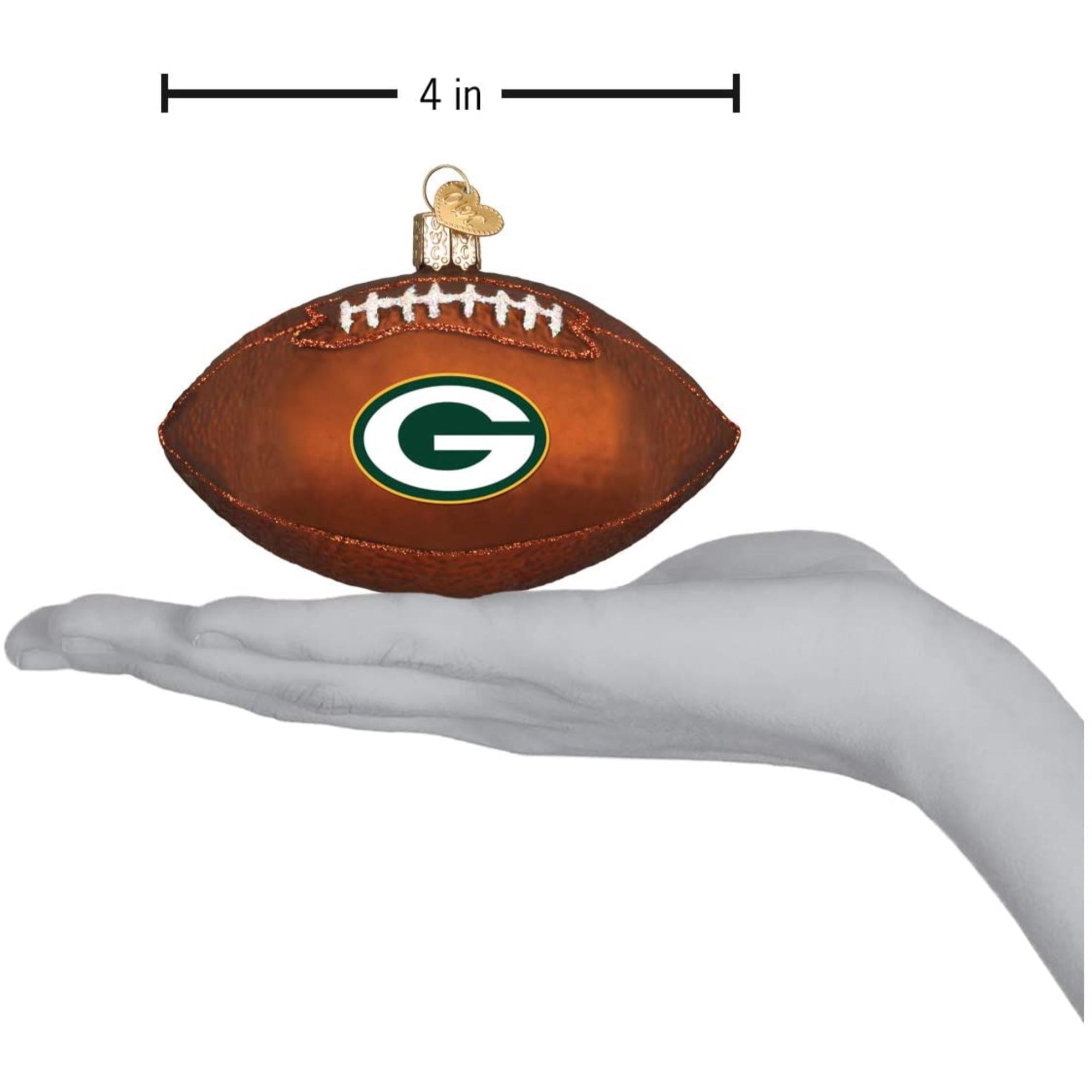 Old World Christmas Blown Glass Ornament for Christmas Tree, Green Bay Packers Football