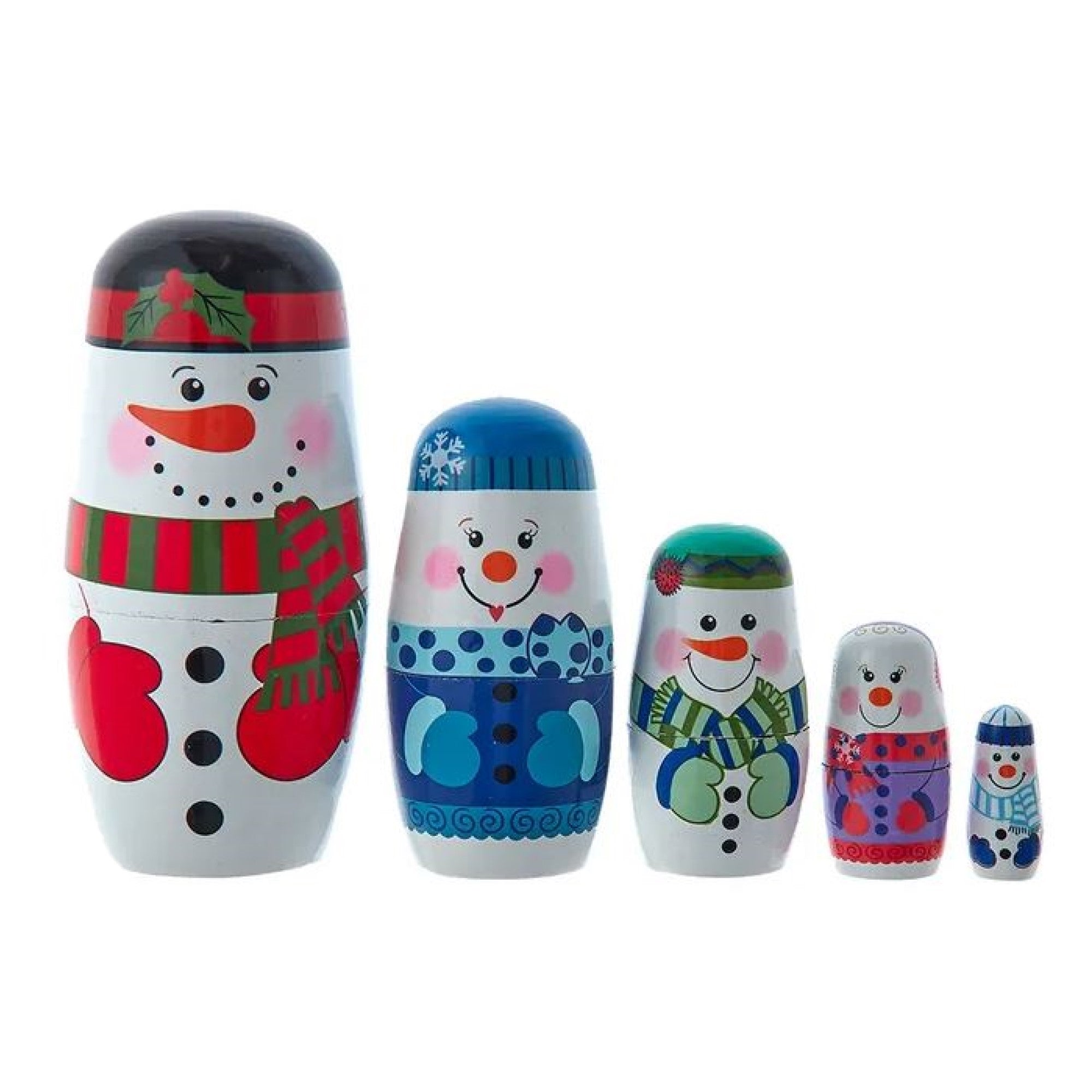 Kurt Adler Wooden Snowman Nesting Dolls, Multicolored (Set of 5)