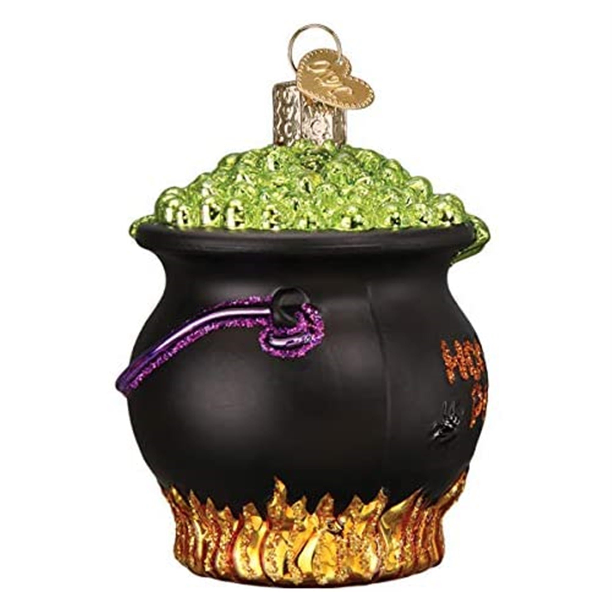 Old World Glass Blown Ornament Halloween Cauldron, 3.25"