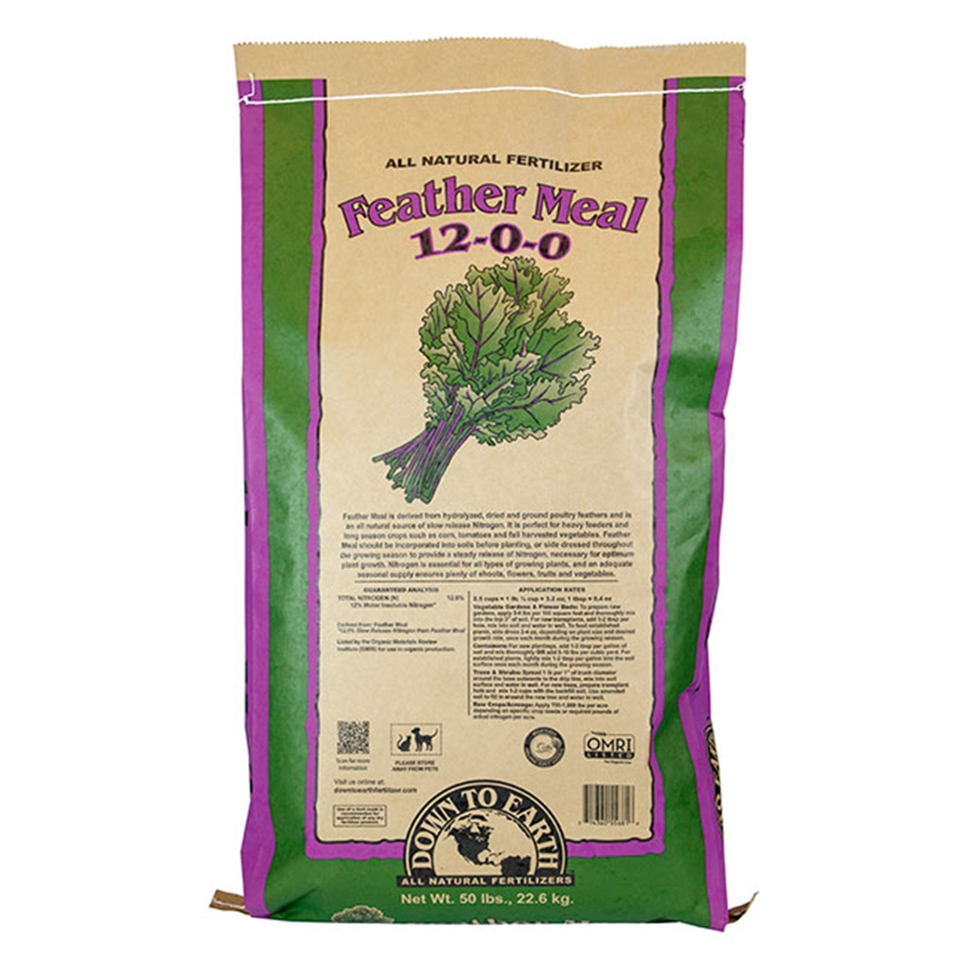 Down to Earth Organic Feather Meal Fertilizer Mix 12-0-0