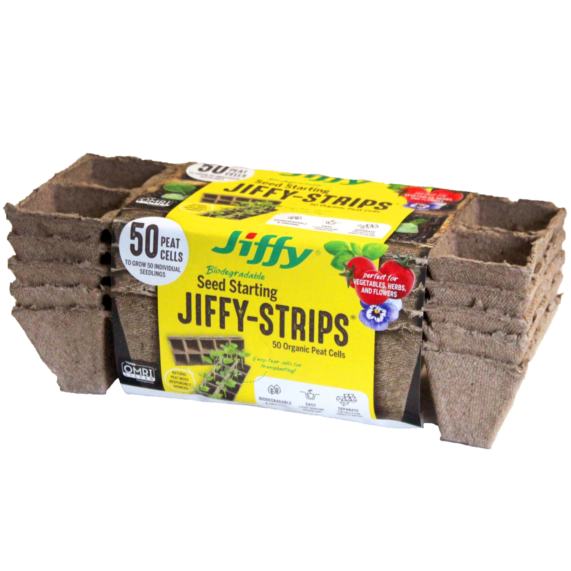 Jiffy Biodegradable Seed Starting Jiffy-Strips, 50 Organic Peat Cells