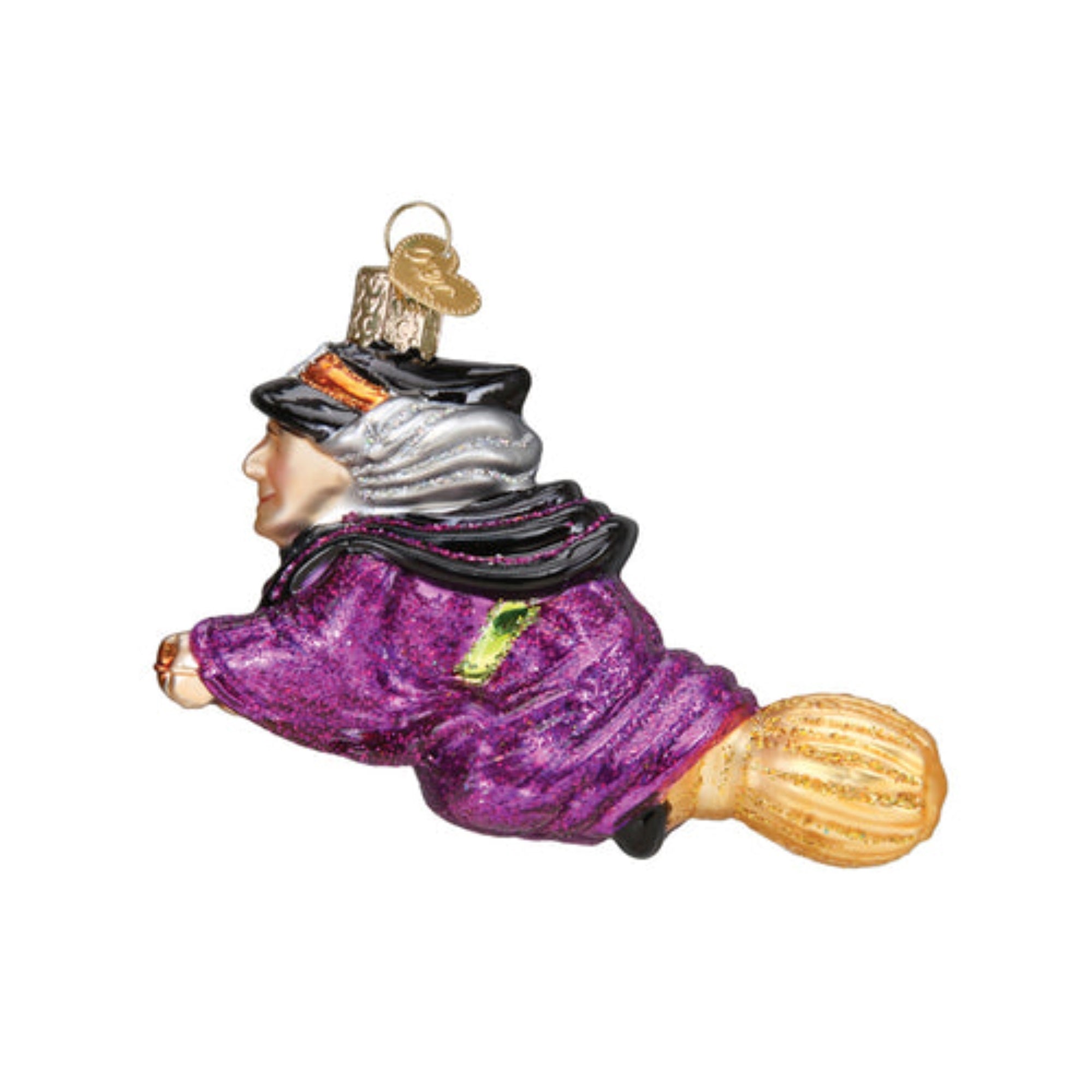 Old World Christmas Witch On Broomstick Blown Glass Holiday Ornament For Tree