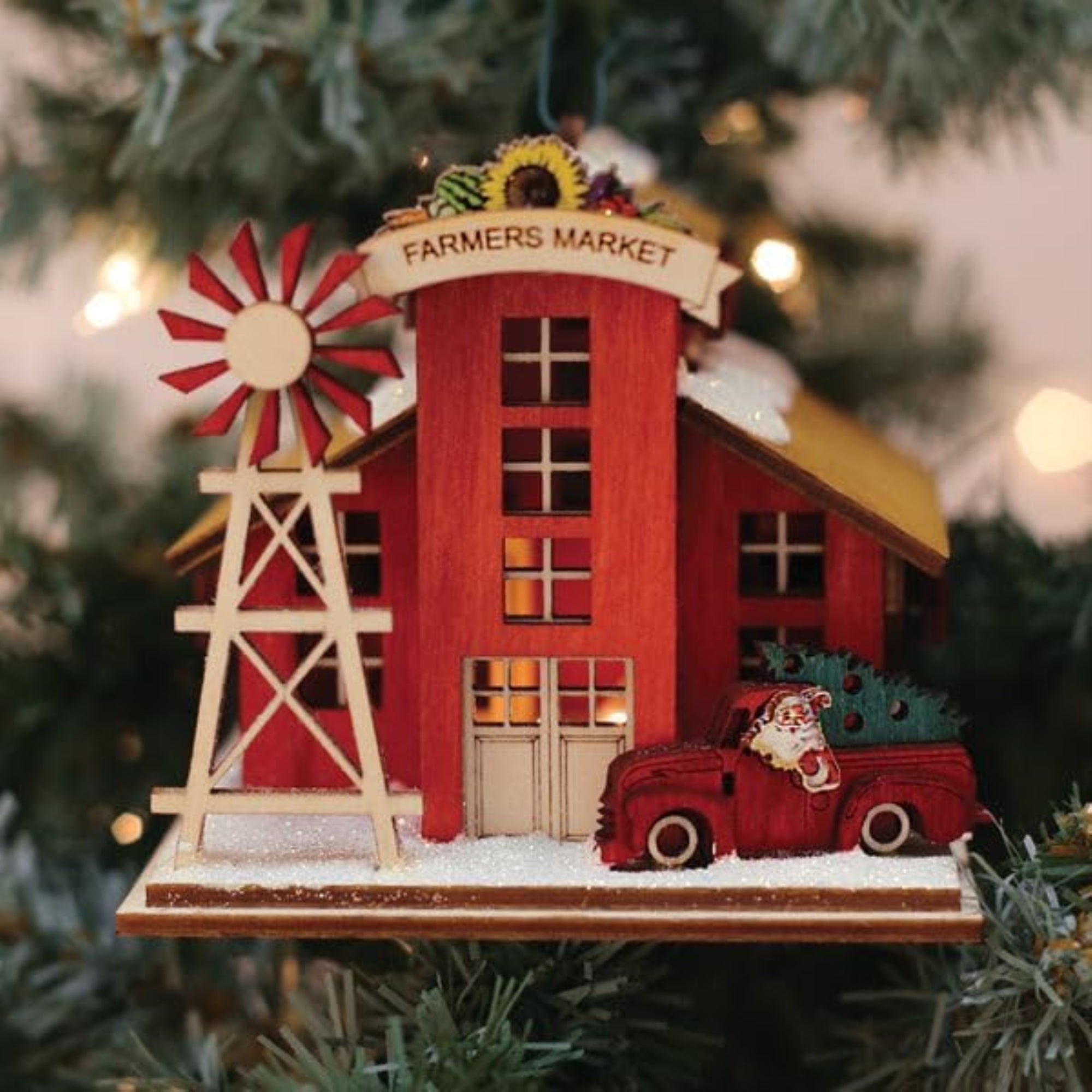 Old World Christmas Wooden Ginger Cottages Ornament, Farmer's Market