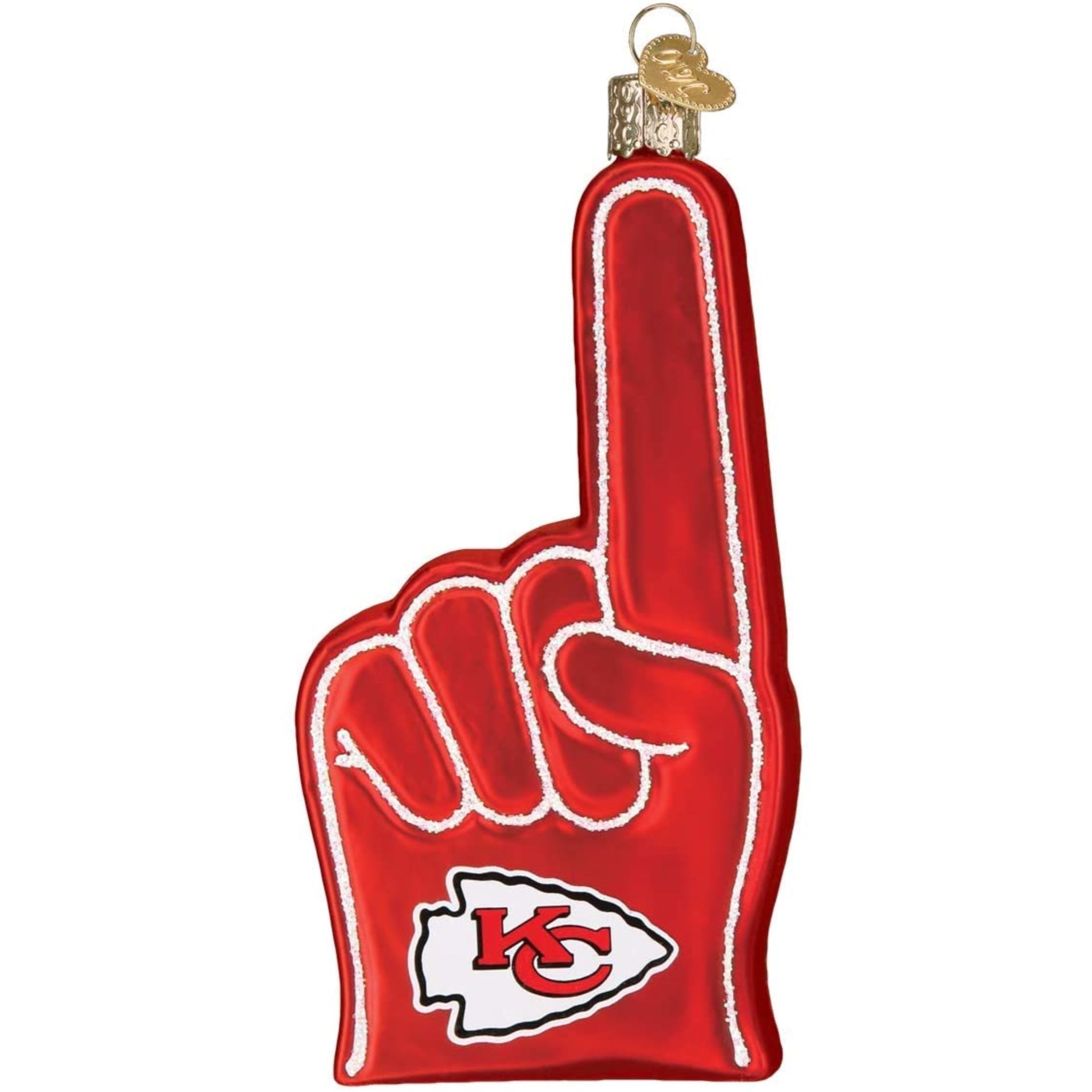 Old World Christmas Blown Glass Ornament for Christmas Tree, Kansas City Chiefs Foam Finger