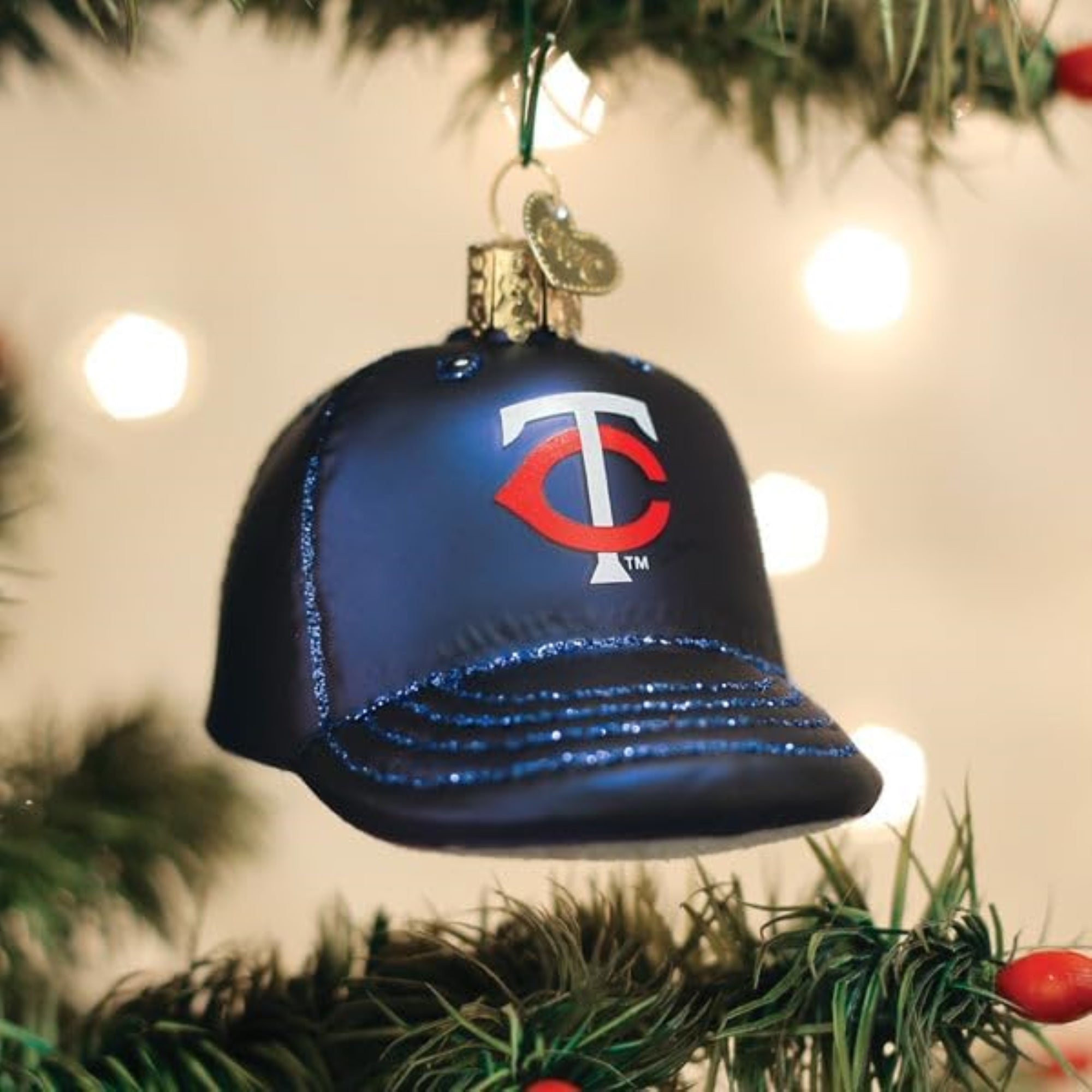 Old World Christmas Blown Glass Ornament for Christmas Tree, Minnesota Twins Baseball Cap