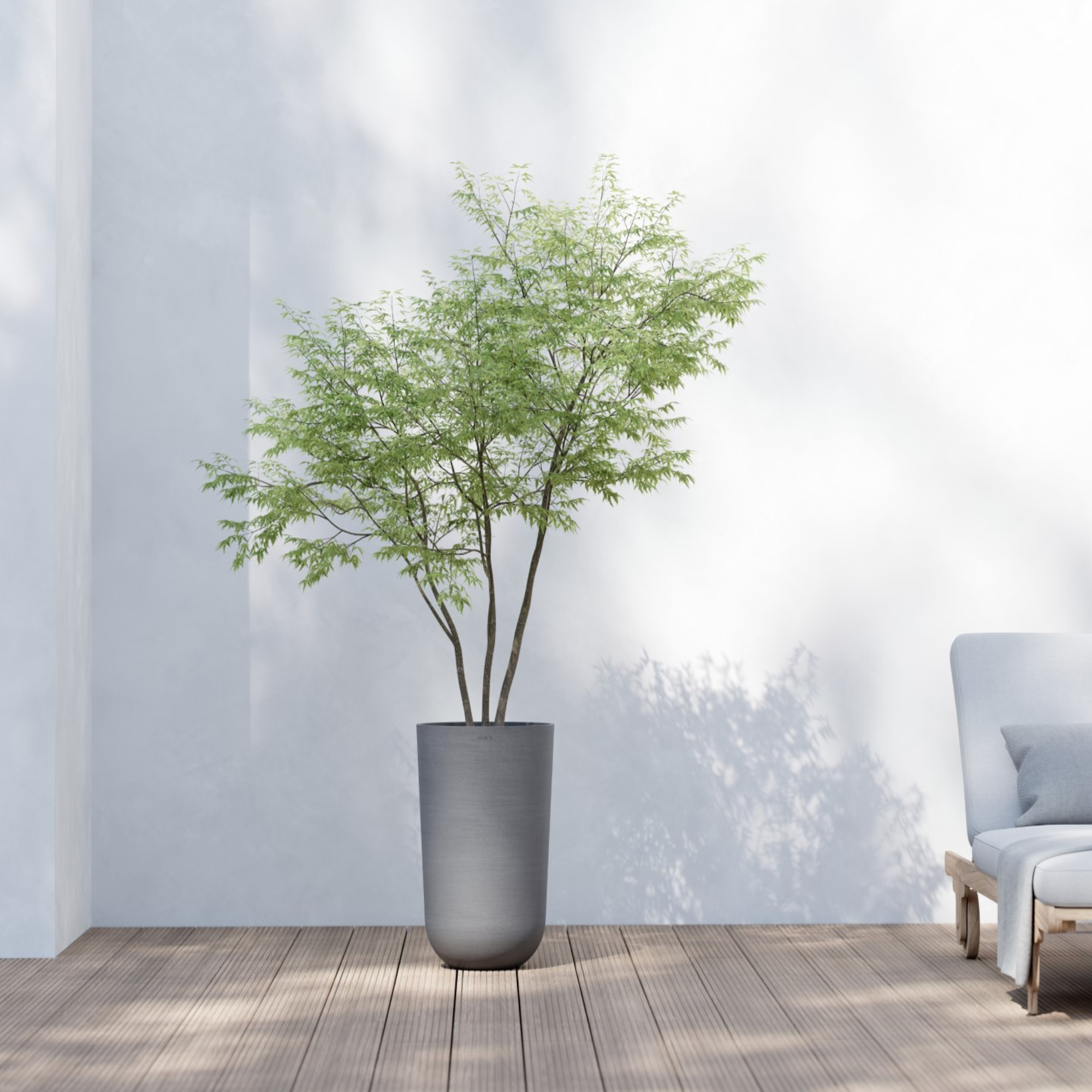 Ecopots Oslo High Durable Modern Round Indoor/Outdoor Recycled-Based Composite Flower Pot Planter, 20.5"