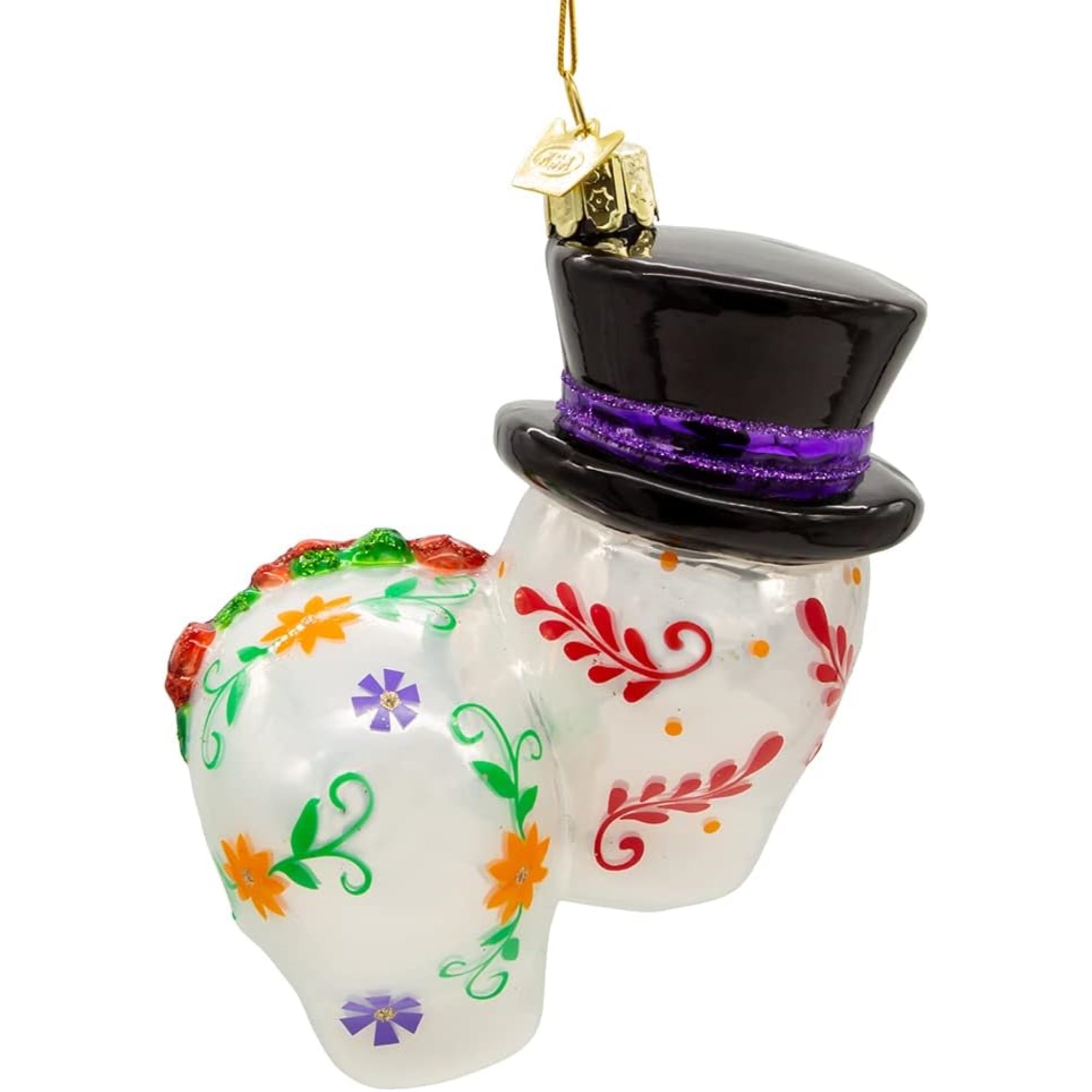 Kurt Adler Nobel Gems Collection Glass Christmas Ornament, Day of The Dead Couple