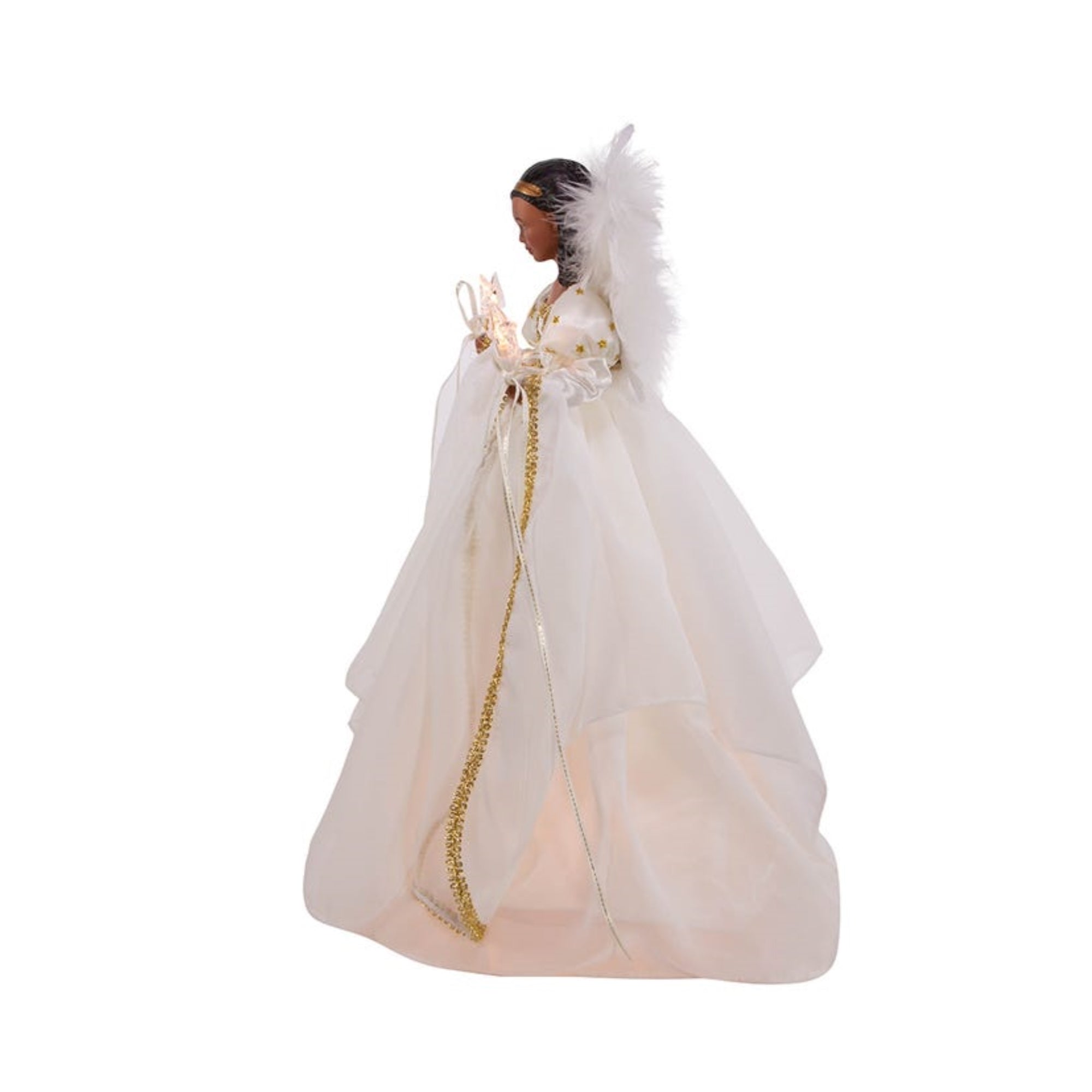 Kurt Adler UL 10-Light African American Ivory and Gold Christmas Treetop Angel, 16"