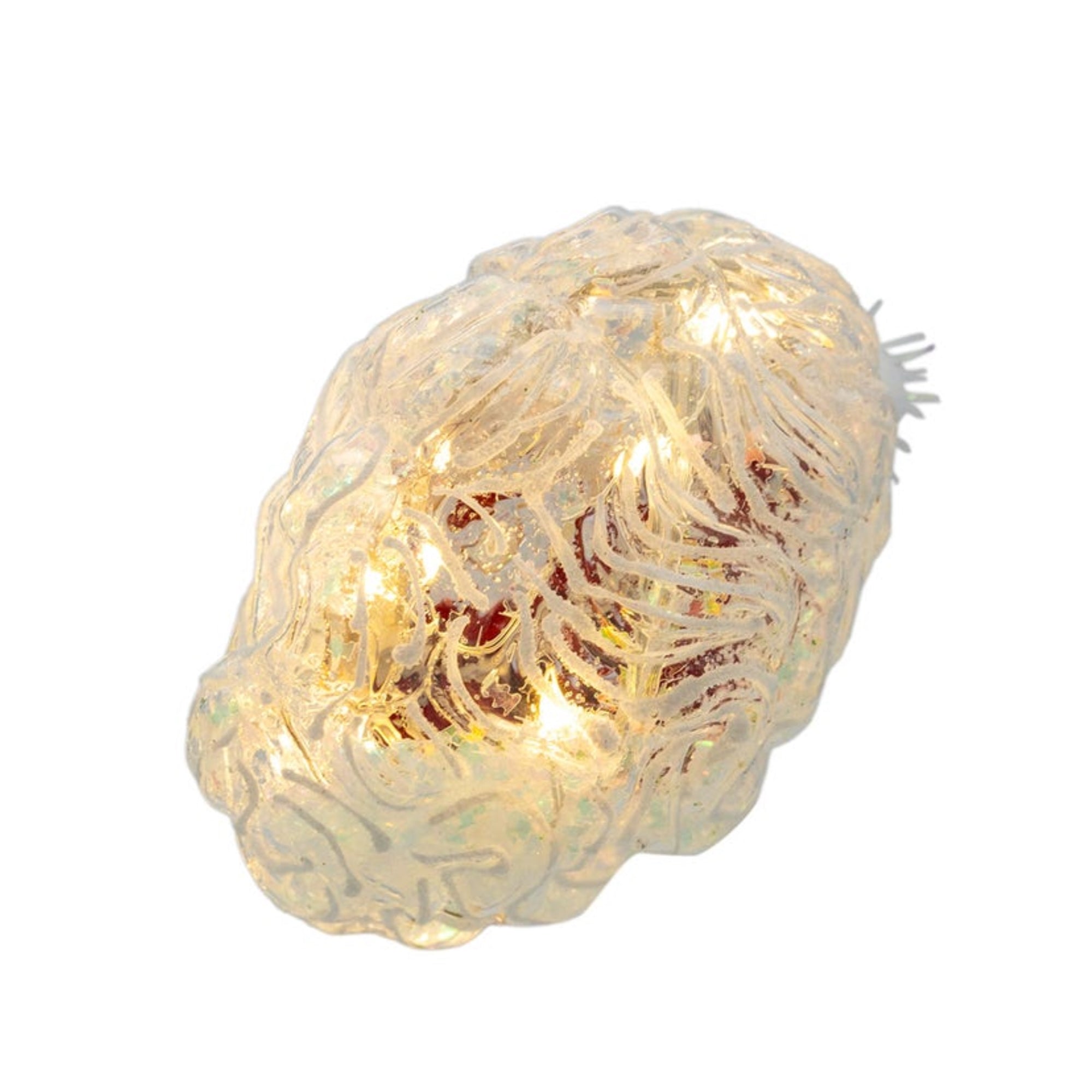 Kurt Adler Pre-lit Hanging Glass Ornament, Warm White LED's, USB-Powered Santa Head